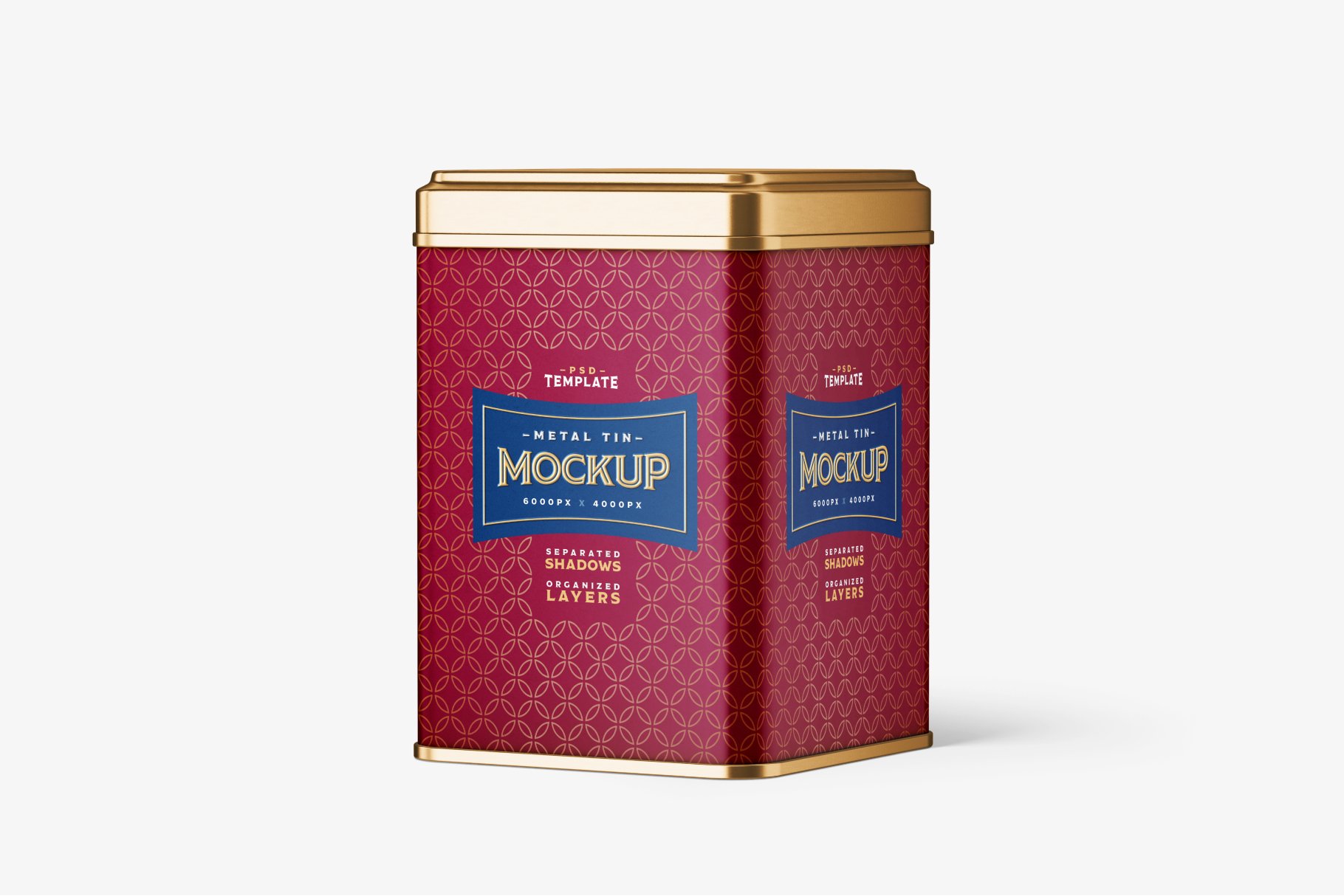 13款时尚方形食品茶叶金属锡罐设计PS贴图样机模板 Square Tin Can Mockup Set_img_2