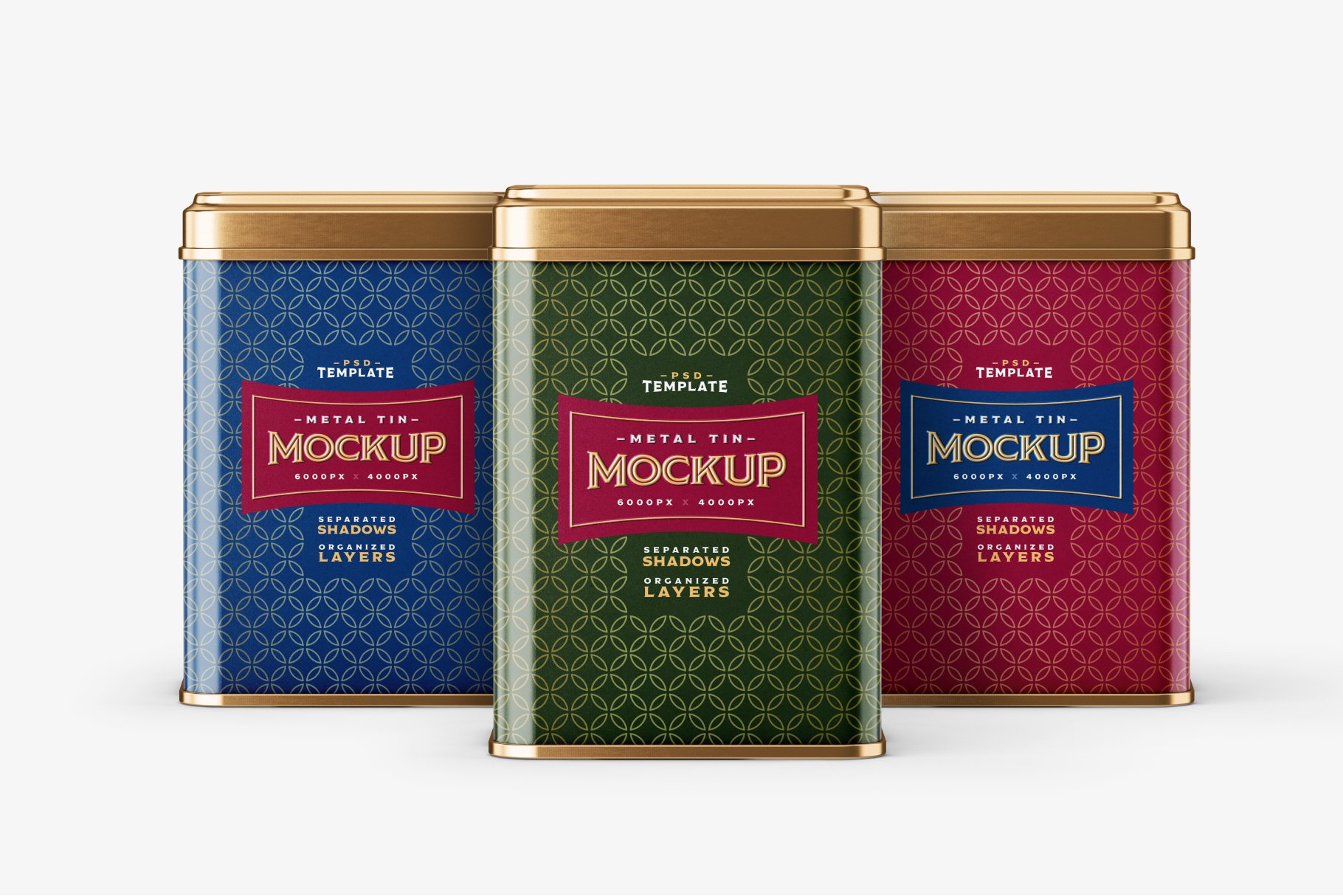 13款时尚方形食品茶叶金属锡罐设计PS贴图样机模板 Square Tin Can Mockup Set_img_2