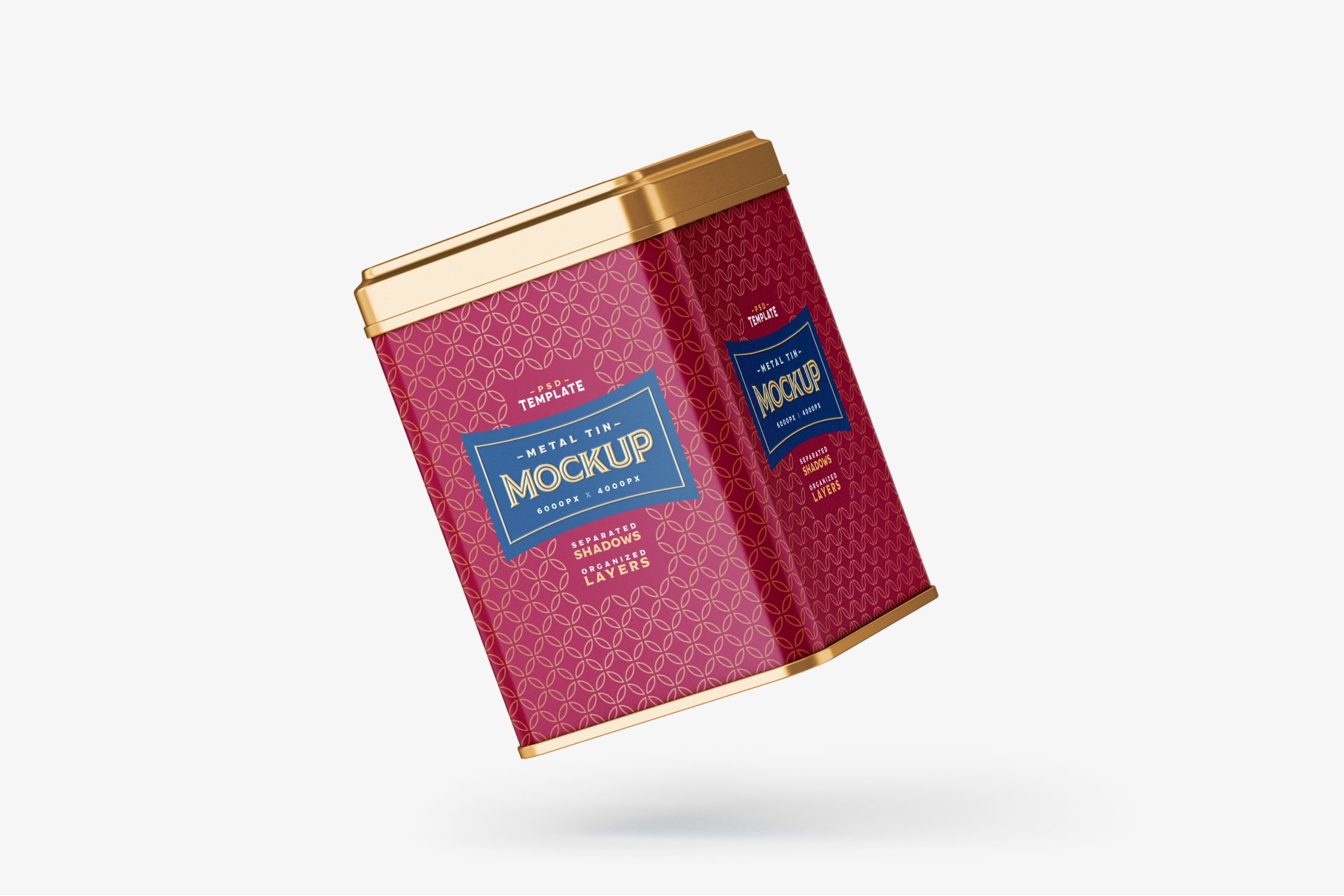 13款时尚方形食品茶叶金属锡罐设计PS贴图样机模板 Square Tin Can Mockup Set_img_2