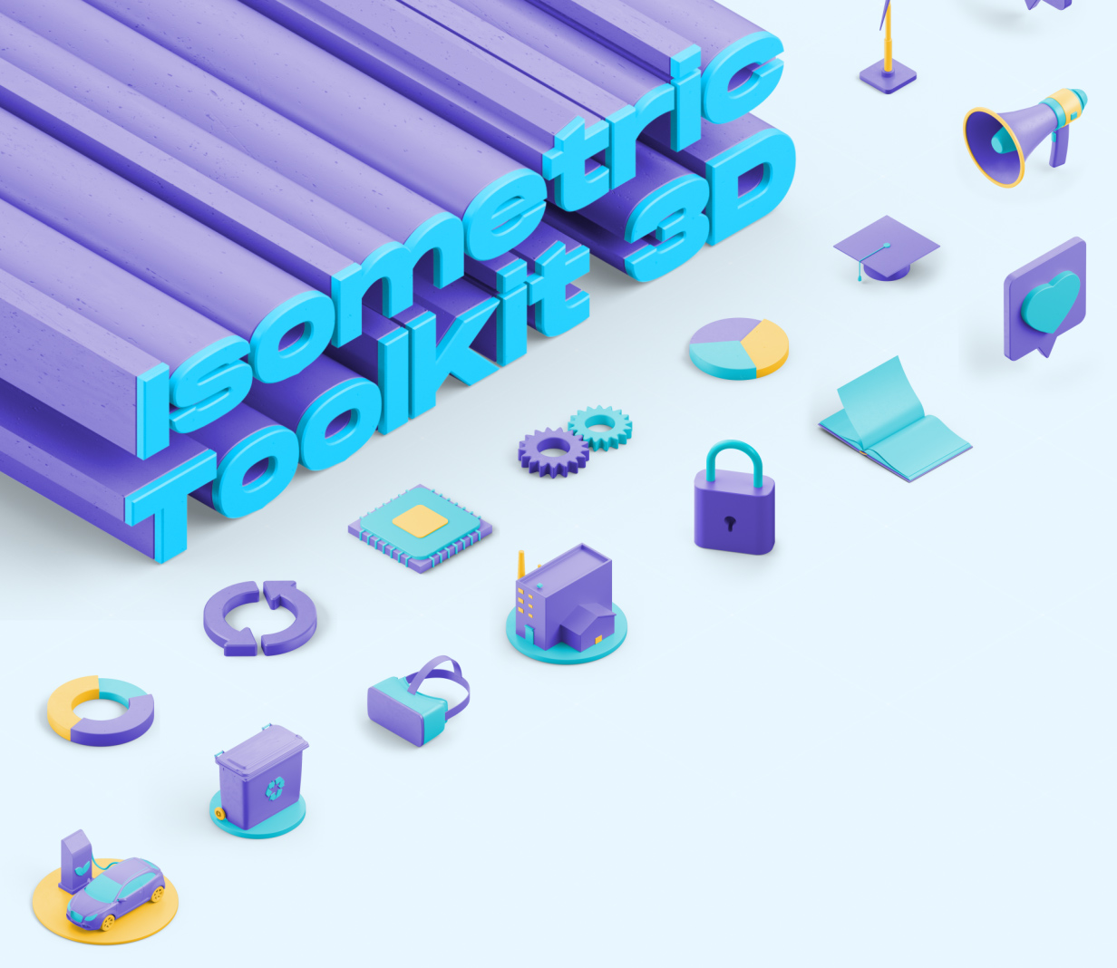 时尚电商3D立体等距信息场景MG动画图标AE素材 Videohive - Isometric Toolkit 3D_img_2