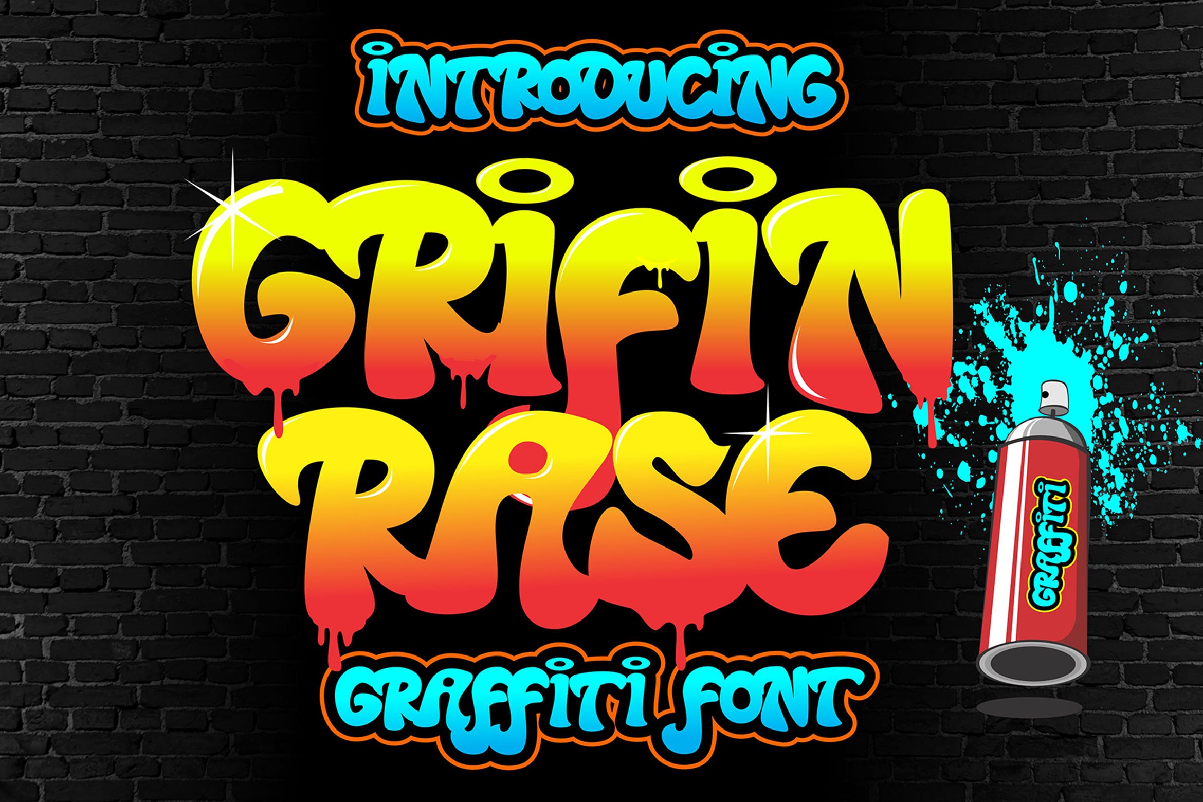 现代涂鸦风格标识服装广告设计装饰性英文字体 Grifin Rase - Urban Graffiti Font_img_2