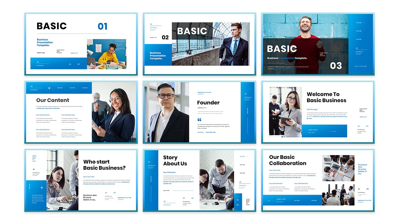 现代简约品牌作品集图文排版设计Keynote+ppt模板 Basic - Business Presentation Keynote+ppt Template_img_2