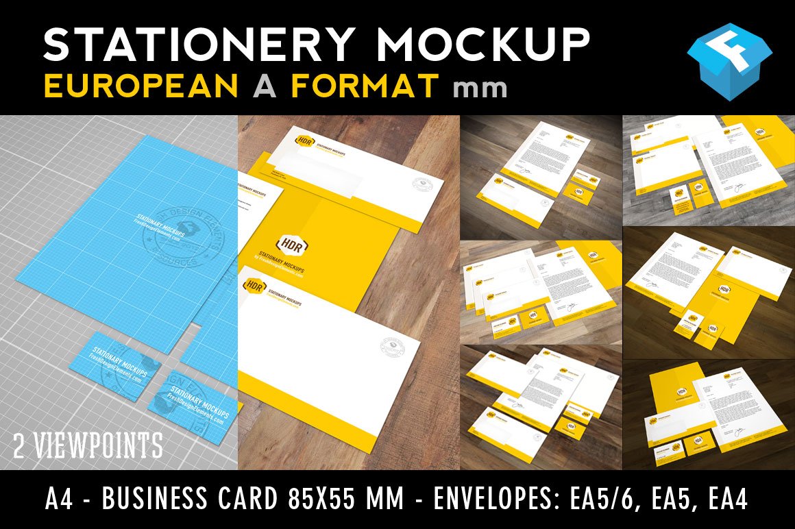 欧式规格品牌Logo设计办公用品贴图样机模板 Euro Stationary Mockup Vol. 1_img_2