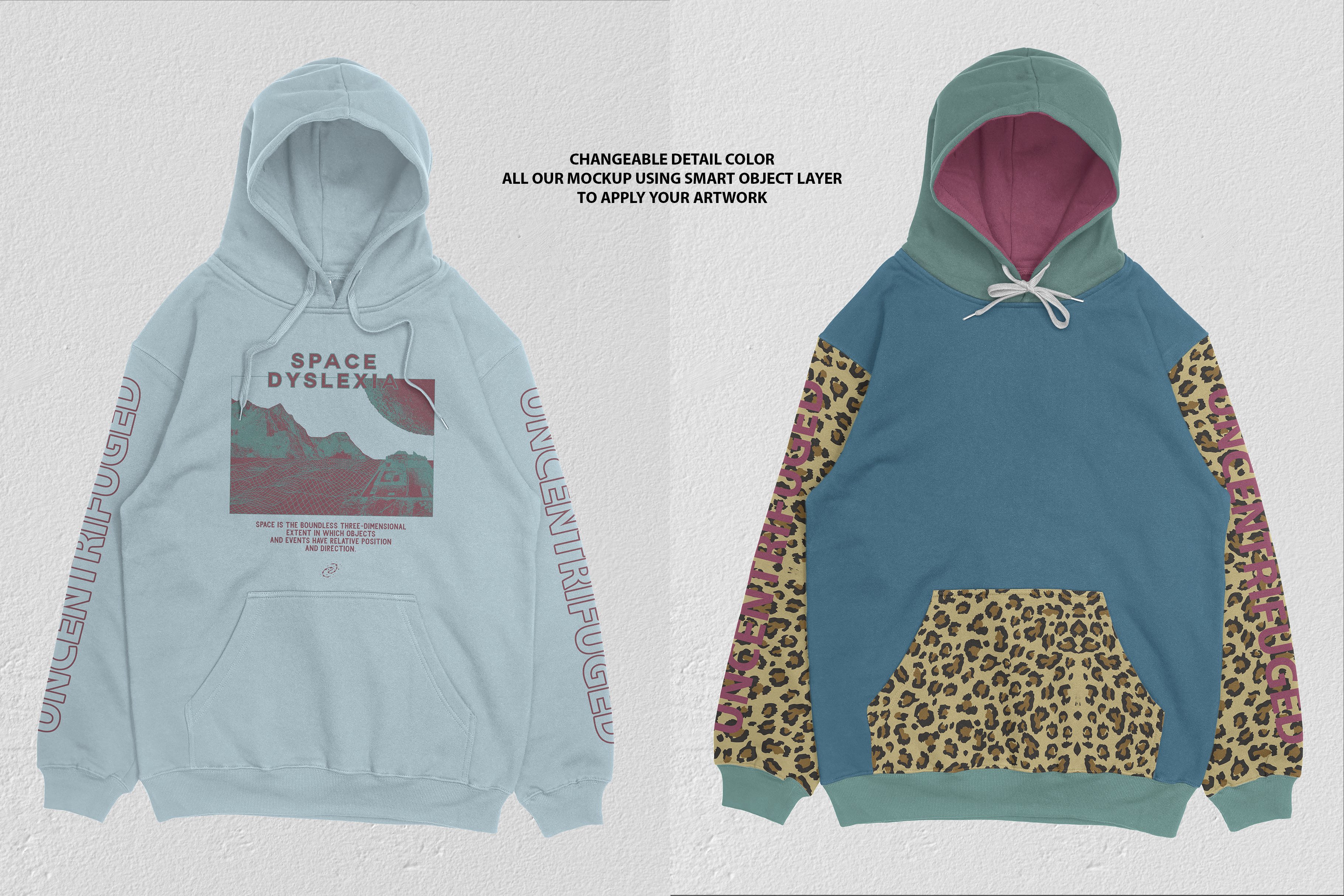 时尚潮流嘻哈风连衣帽卫衣印花图案设计贴图样机模板 Heavy Cotton Pullover Hoodie Mockup_img_2