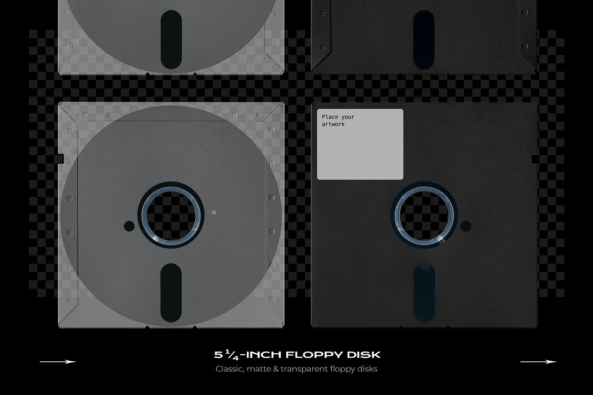 潮流软盘设计塑料包装盒塑料袋贴纸样机PS素材套装 Floppy Disk Mockup Template Bundle_img_2