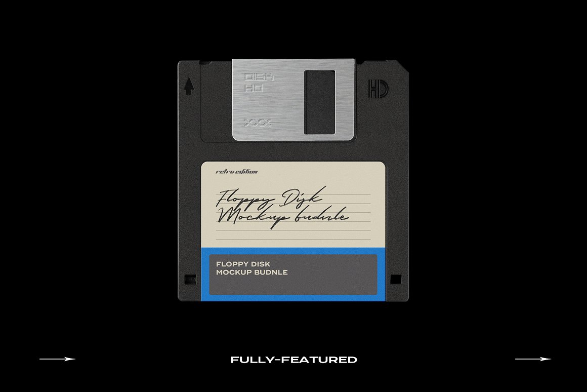 潮流软盘设计塑料包装盒塑料袋贴纸样机PS素材套装 Floppy Disk Mockup Template Bundle_img_2