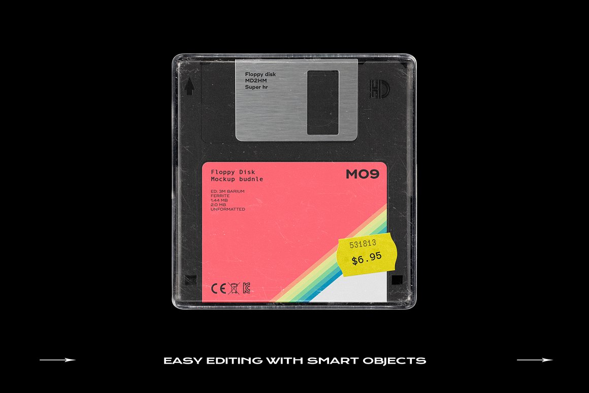 潮流软盘设计塑料包装盒塑料袋贴纸样机PS素材套装 Floppy Disk Mockup Template Bundle_img_2