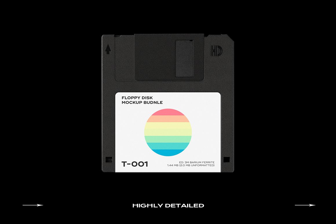 潮流软盘设计塑料包装盒塑料袋贴纸样机PS素材套装 Floppy Disk Mockup Template Bundle_img_2