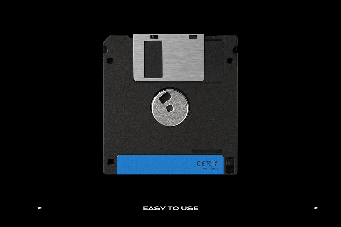 潮流软盘设计塑料包装盒塑料袋贴纸样机PS素材套装 Floppy Disk Mockup Template Bundle_img_2