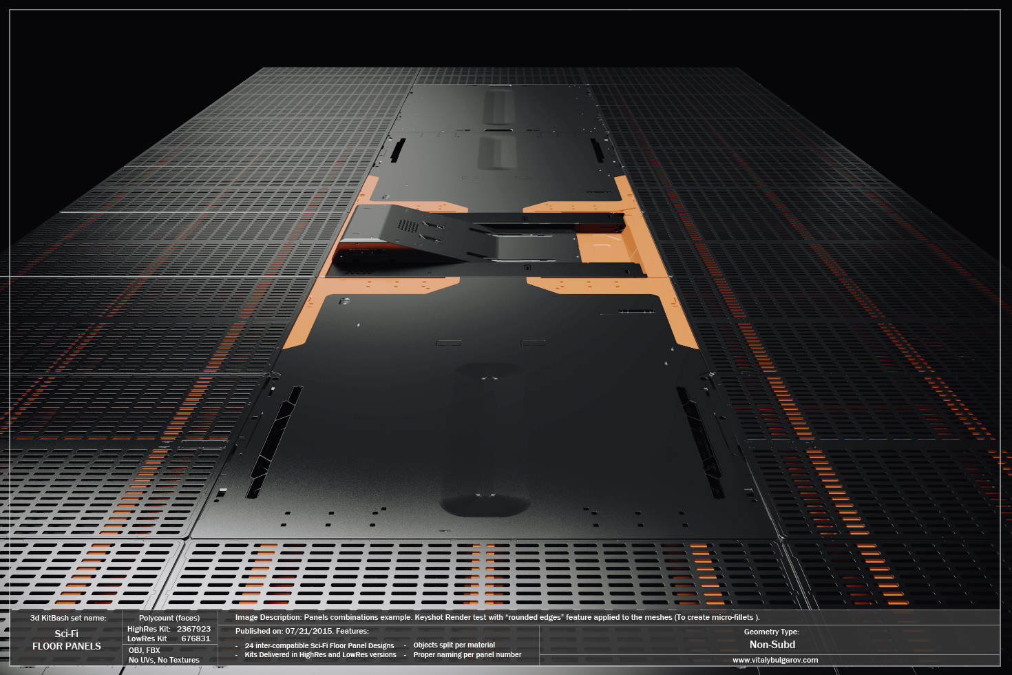 高科技科幻内饰面板地板设计3D模型素材 VitalyBulgarov - Sci-Fi Floor Panels_img_2