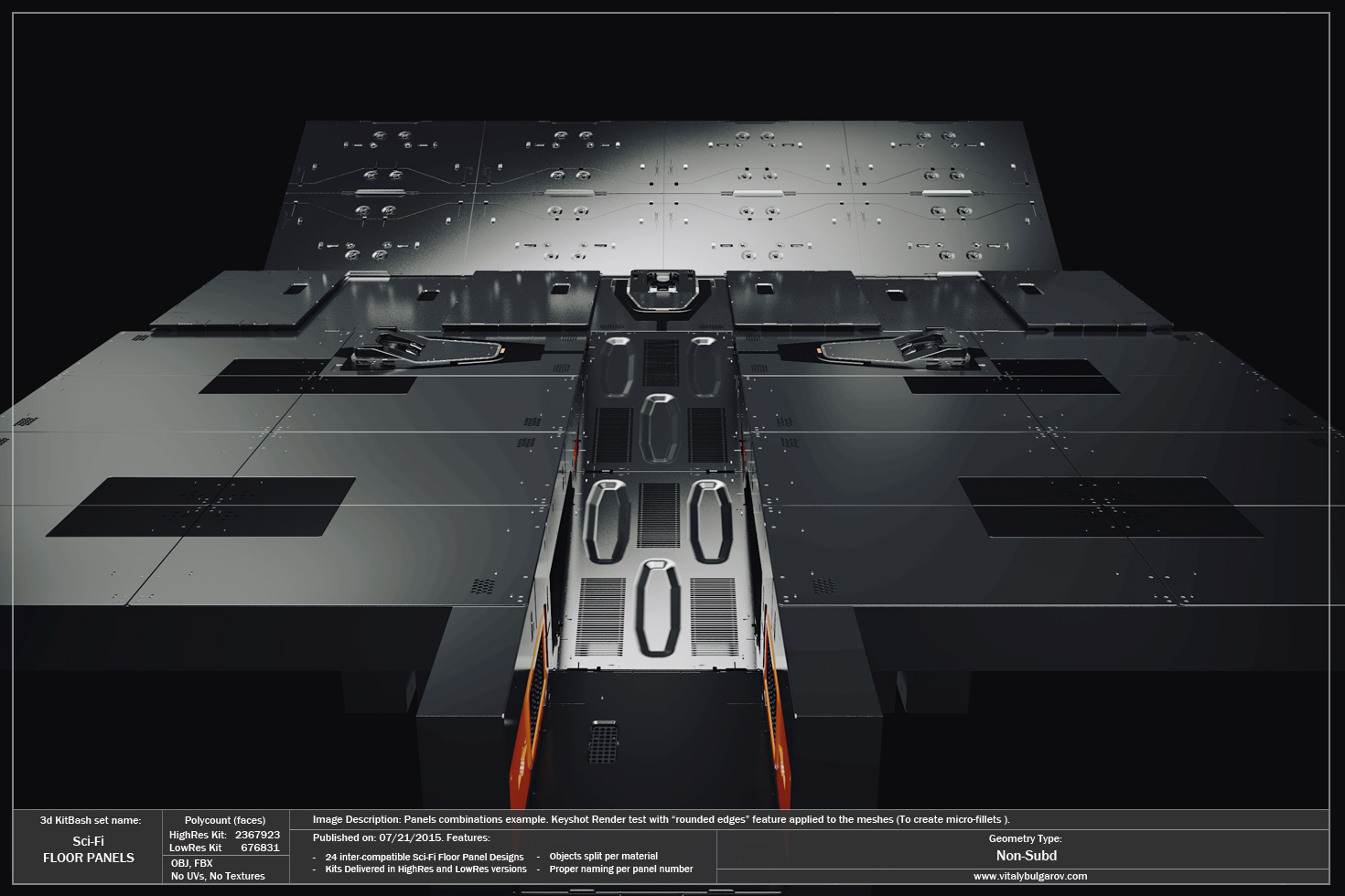 高科技科幻内饰面板地板设计3D模型素材 VitalyBulgarov - Sci-Fi Floor Panels_img_2