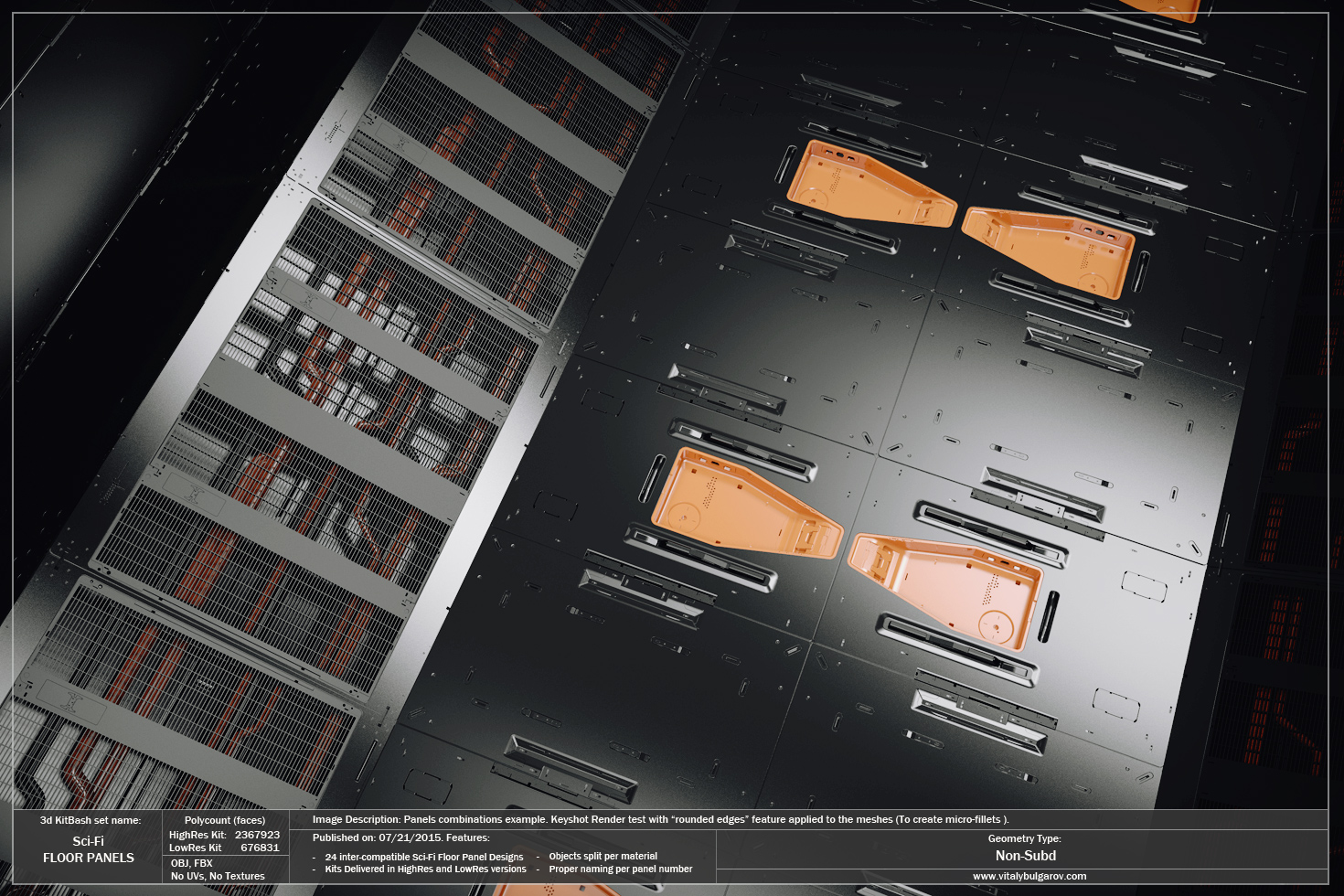 高科技科幻内饰面板地板设计3D模型素材 VitalyBulgarov - Sci-Fi Floor Panels_img_2