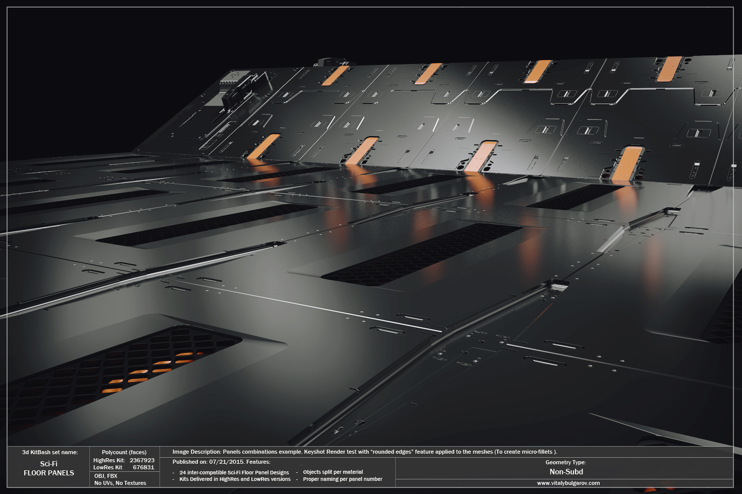 高科技科幻内饰面板地板设计3D模型素材 VitalyBulgarov - Sci-Fi Floor Panels_img_2