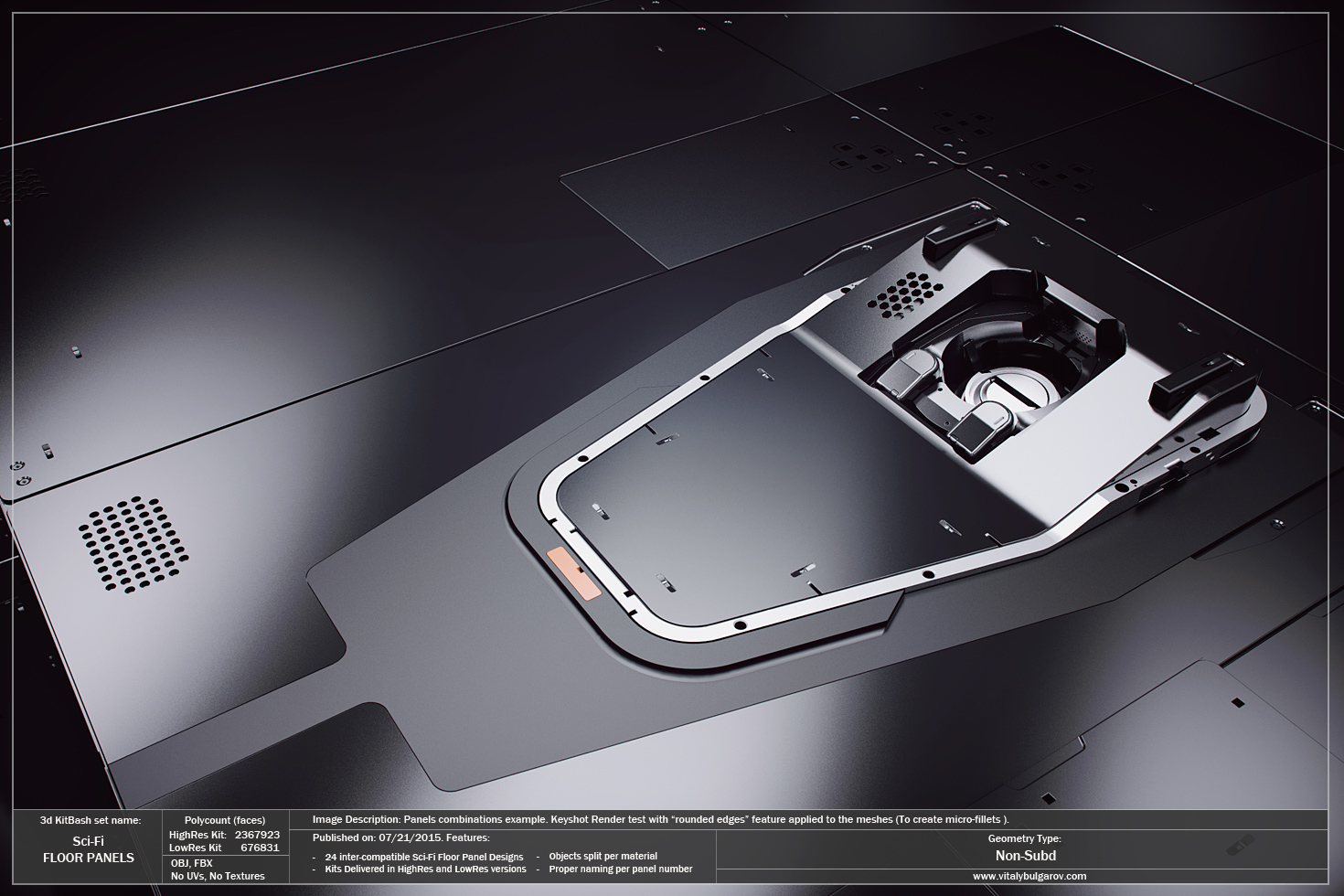 高科技科幻内饰面板地板设计3D模型素材 VitalyBulgarov - Sci-Fi Floor Panels_img_2