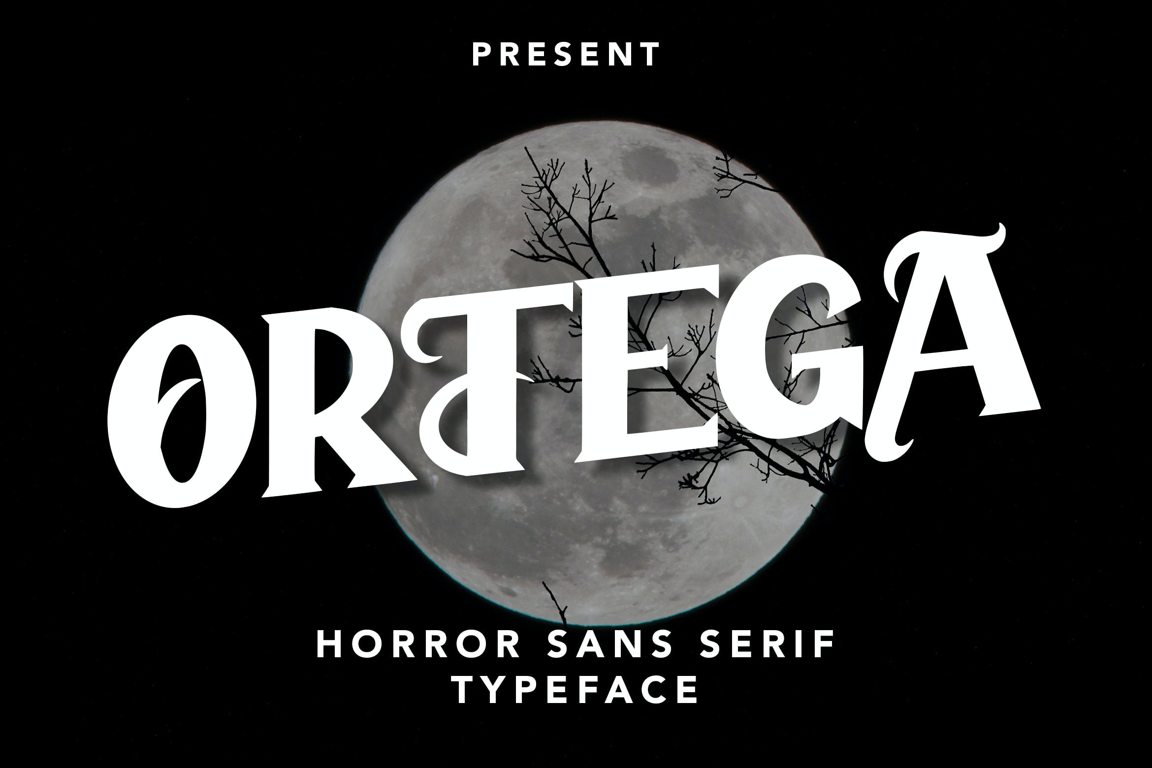 现代潮流海报徽章标识设计无衬线英文字体 Ortega - Horror Sans Serif Typeface_img_2