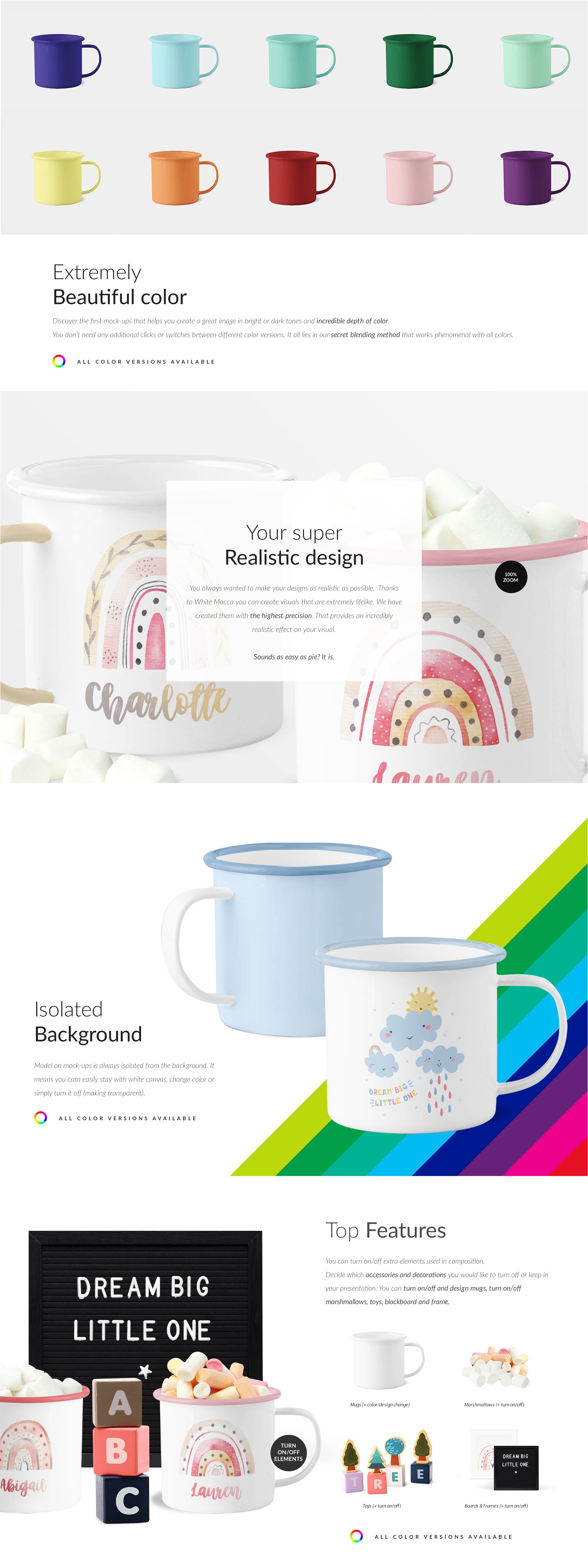 可爱儿童搪瓷马克杯设计贴图样机套装 Enamel Mugs for Kids Mock-ups Set_img_2