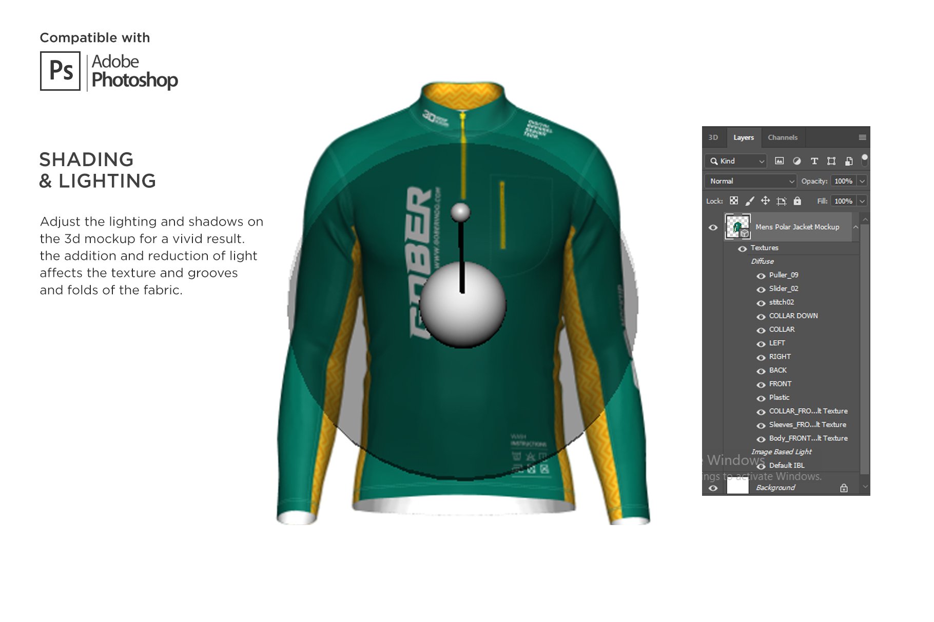 3D男士骑行服装印花图案设计贴图样机模板 3DMens Polar Jacket Half-zip Mockup_img_2