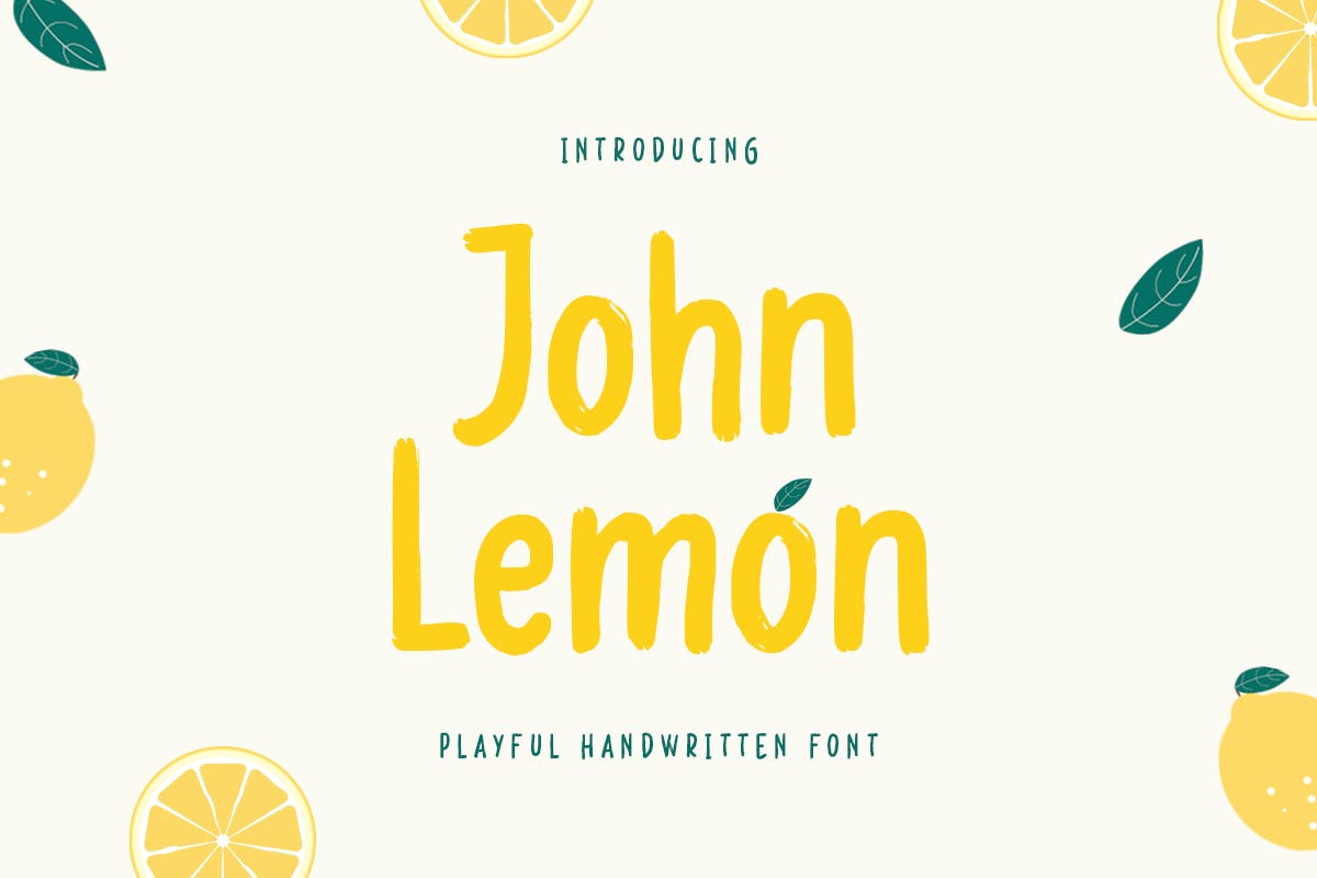 卡通俏皮海报包装传单设计无衬线英文字体素材 John Lemon - Playful Handwritten Font_img_2