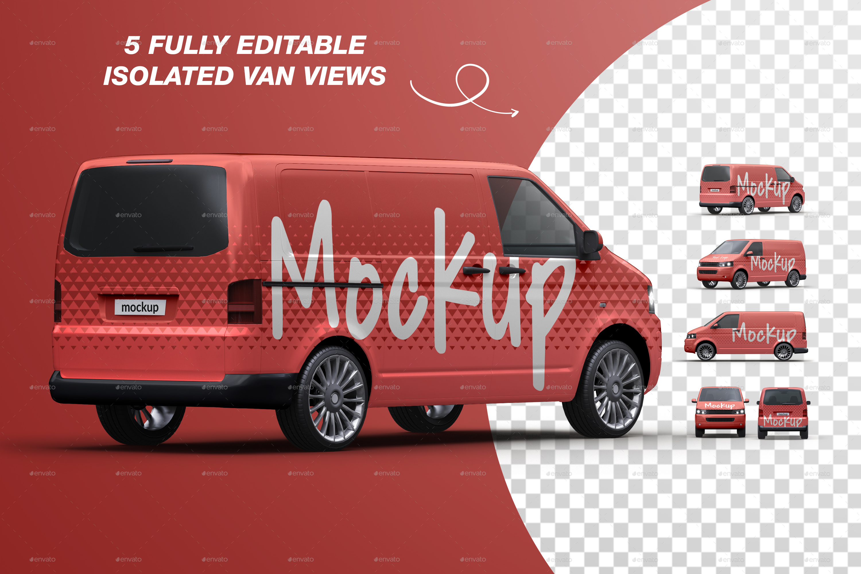 封闭面包送货车车身广告设计演示样机 Vehicle Delivery Van Mockup_img_2