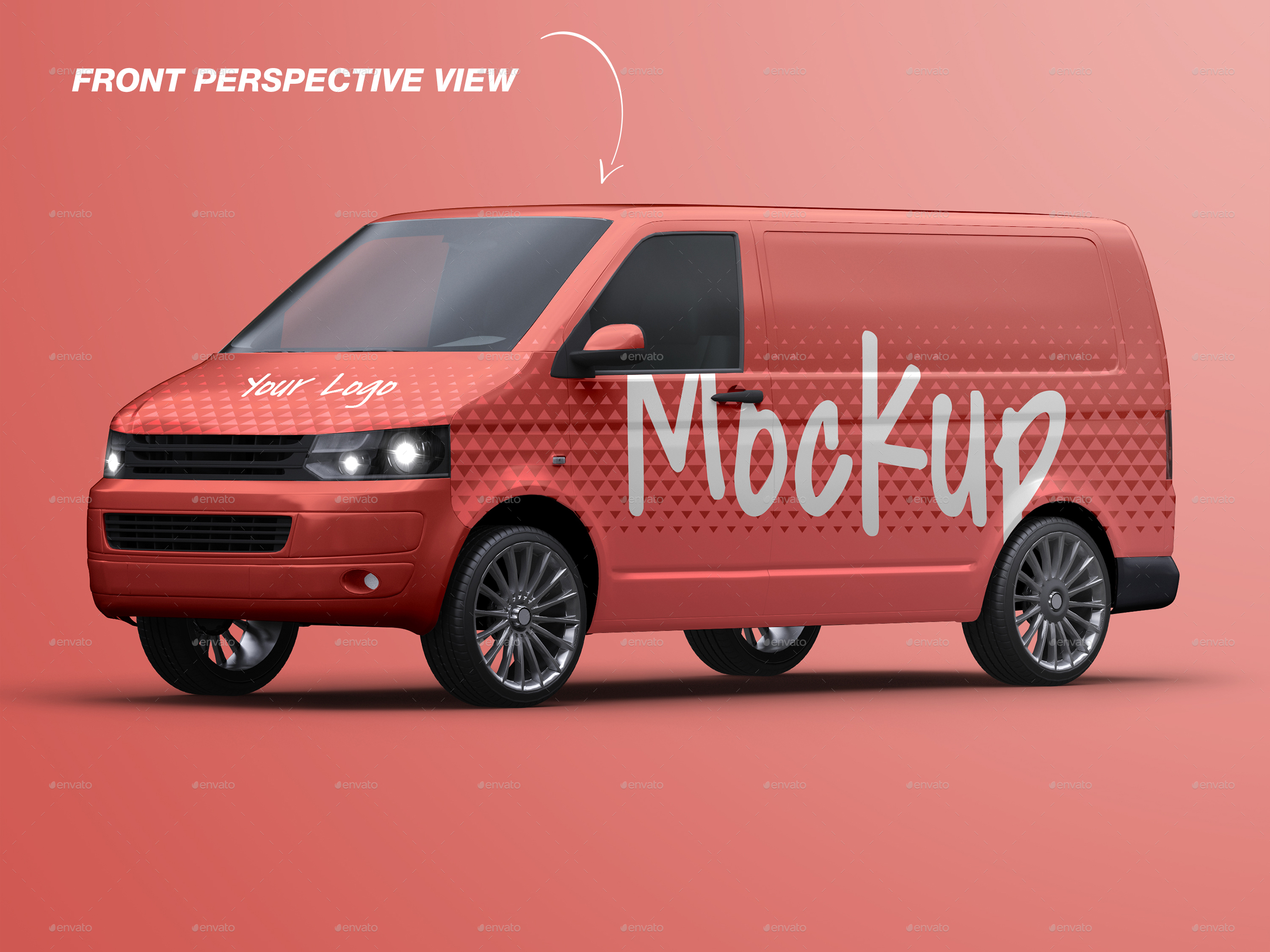 封闭面包送货车车身广告设计演示样机 Vehicle Delivery Van Mockup_img_2