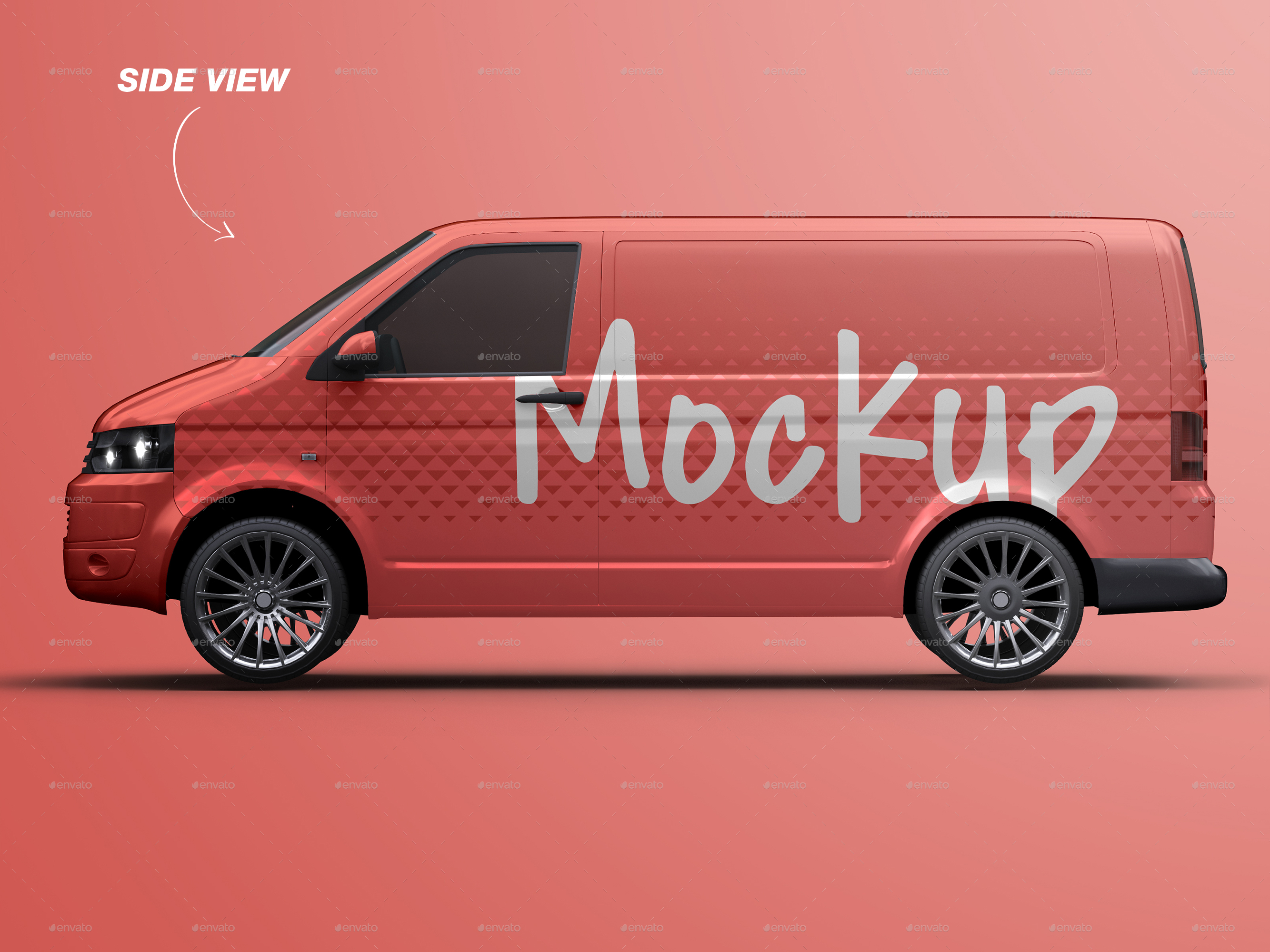 封闭面包送货车车身广告设计演示样机 Vehicle Delivery Van Mockup_img_2