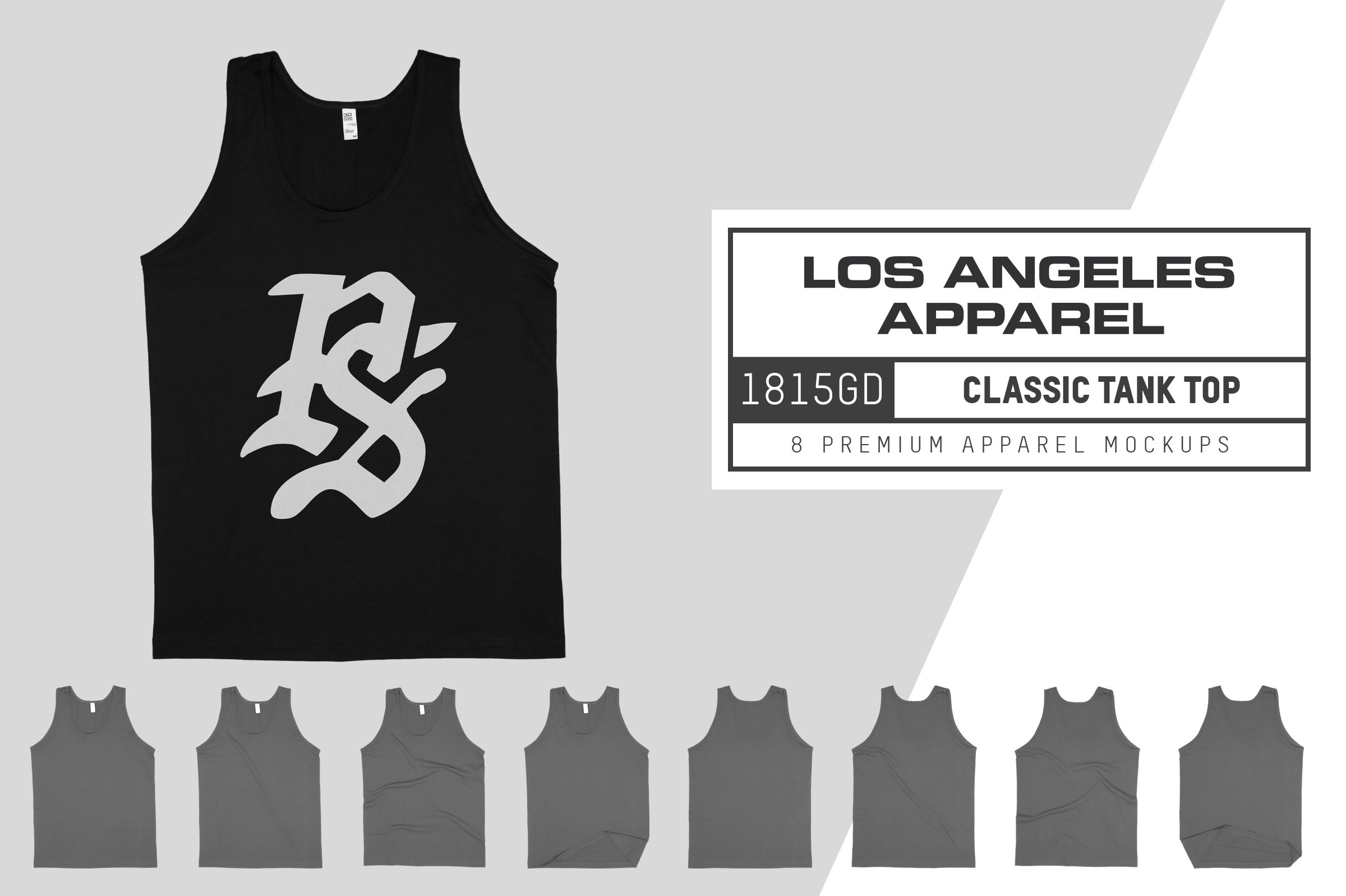 8款高清背心标签设计贴图样机素材 Los Angeles Apparel 1815GD Tank Top_img_2