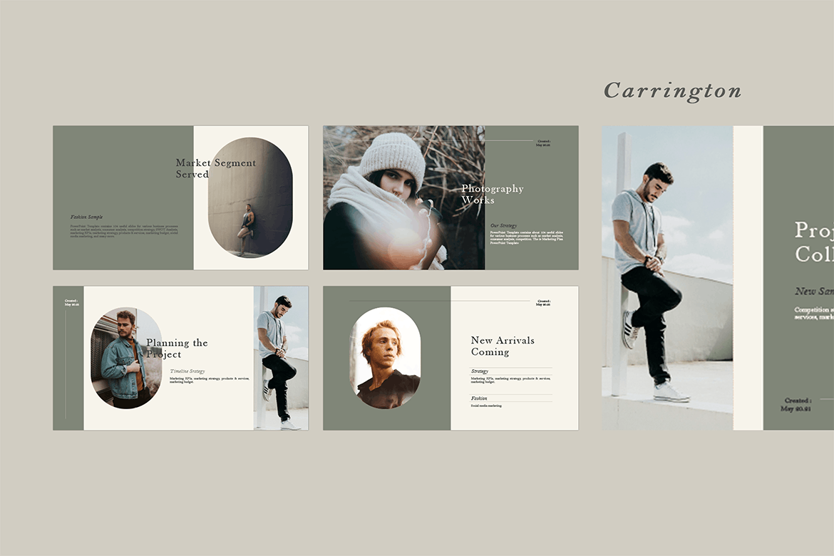 时尚优雅品牌营销策划图文排版设计ppt模版 Carrington PowerPoint Templates_img_2