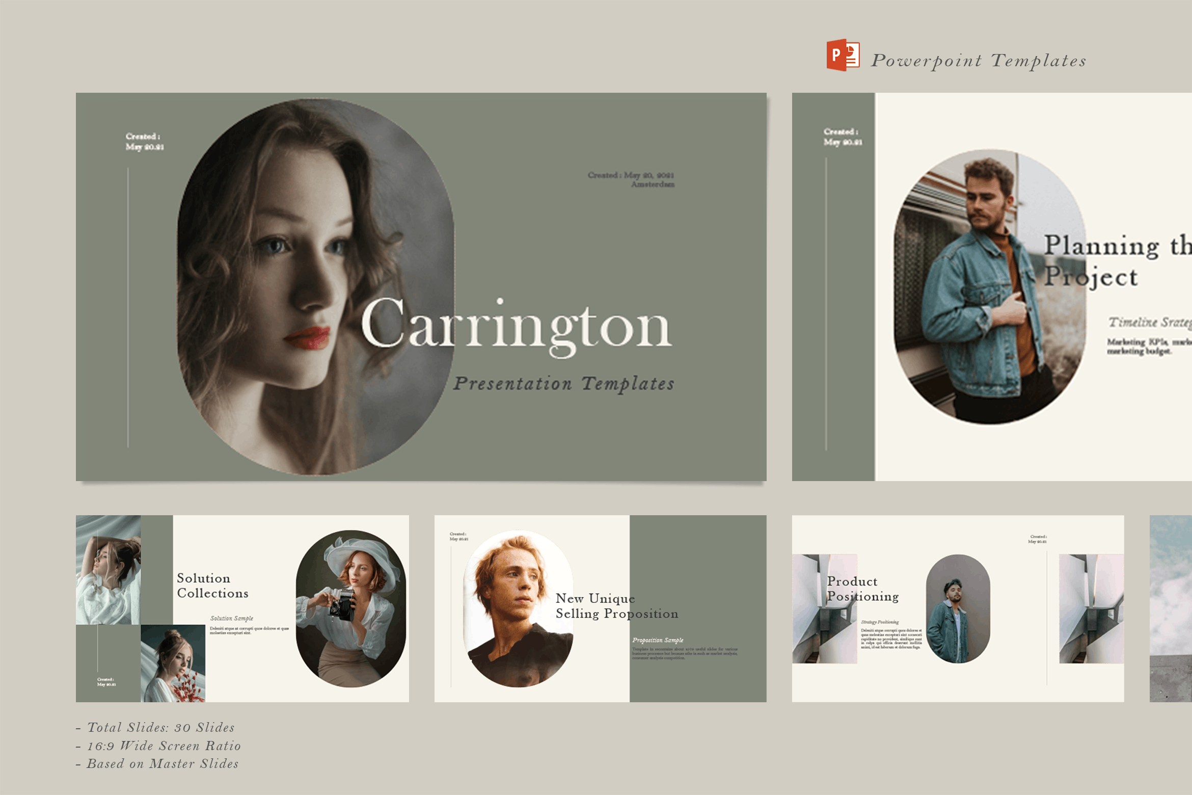 时尚优雅品牌营销策划图文排版设计ppt模版 Carrington PowerPoint Templates_img_2