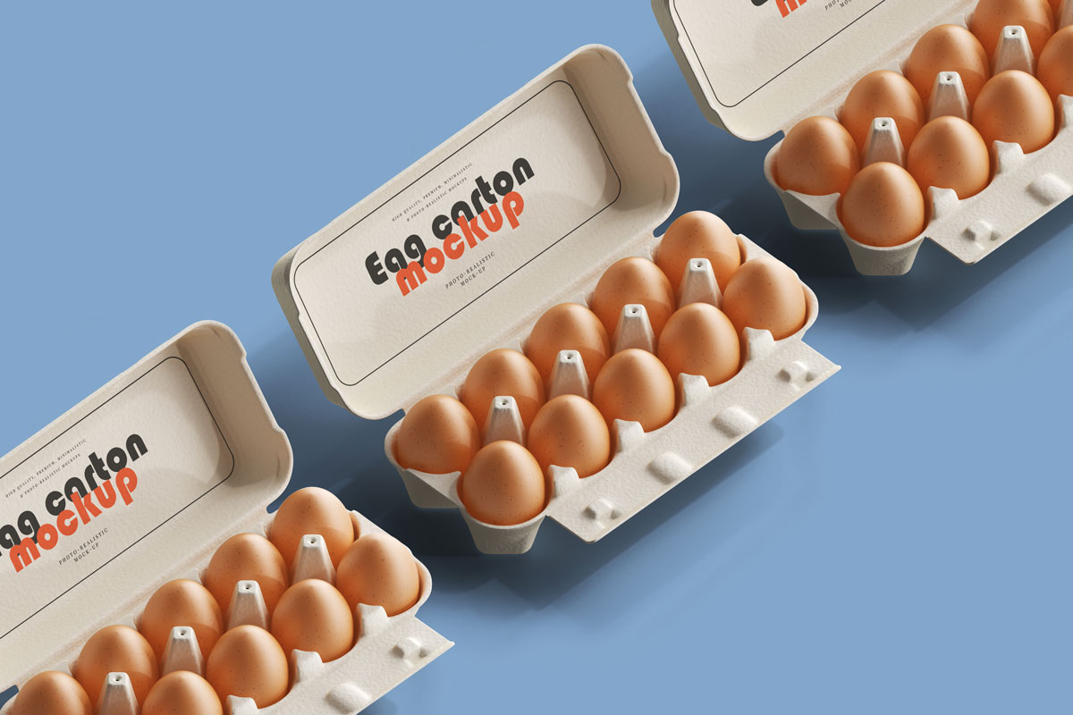 16款时尚鸡蛋托包装盒设计展示样机模板 Egg Carton Mockup_img_2