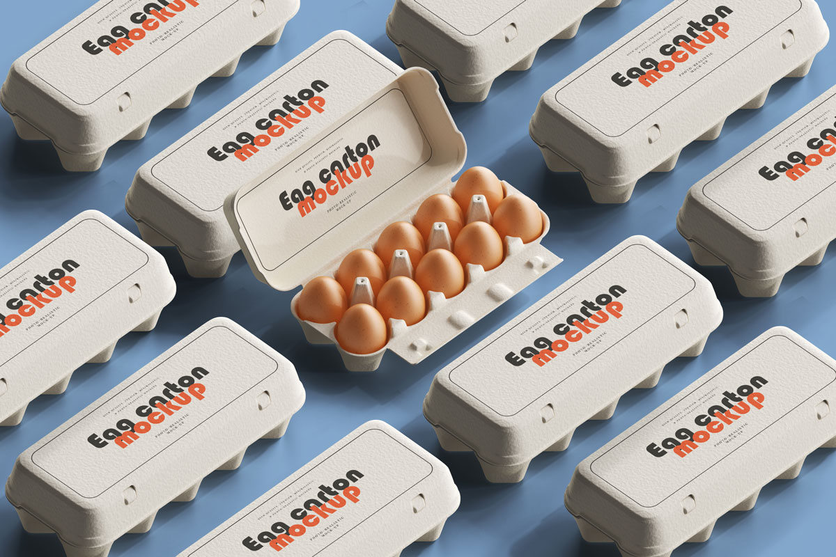 16款时尚鸡蛋托包装盒设计展示样机模板 Egg Carton Mockup_img_2