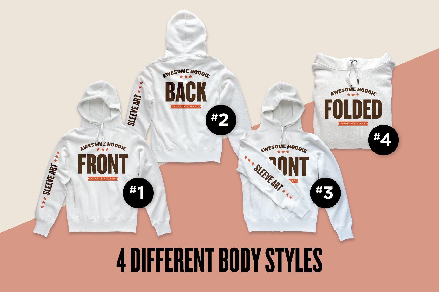 逼真连衣帽卫衣印花图案设计贴图样机模板素材 Realistic Blank Hoodie Mockups_img_2