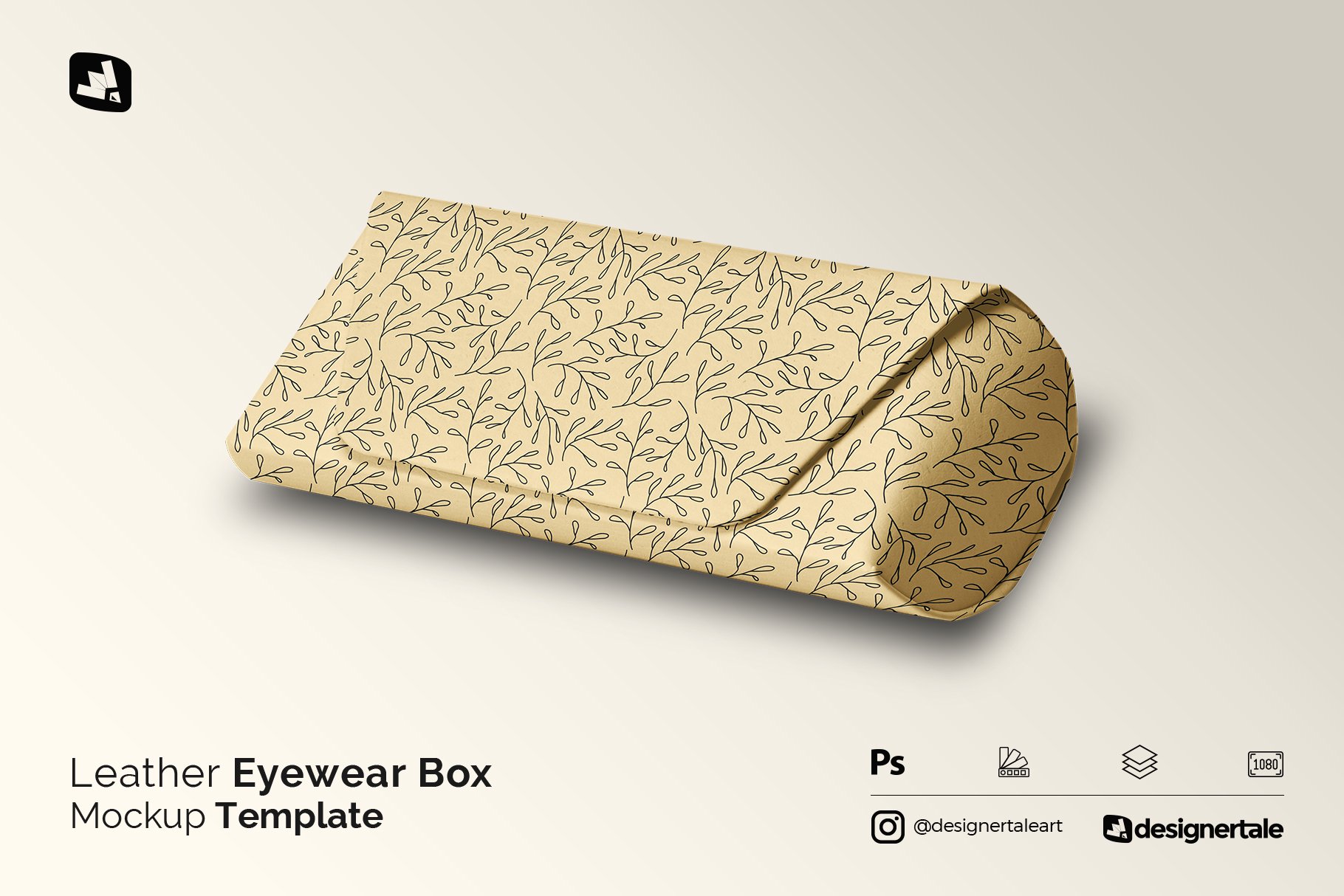 逼真皮革眼镜盒设计展示贴图样机 Leather Eyewear Box Mockup_img_2