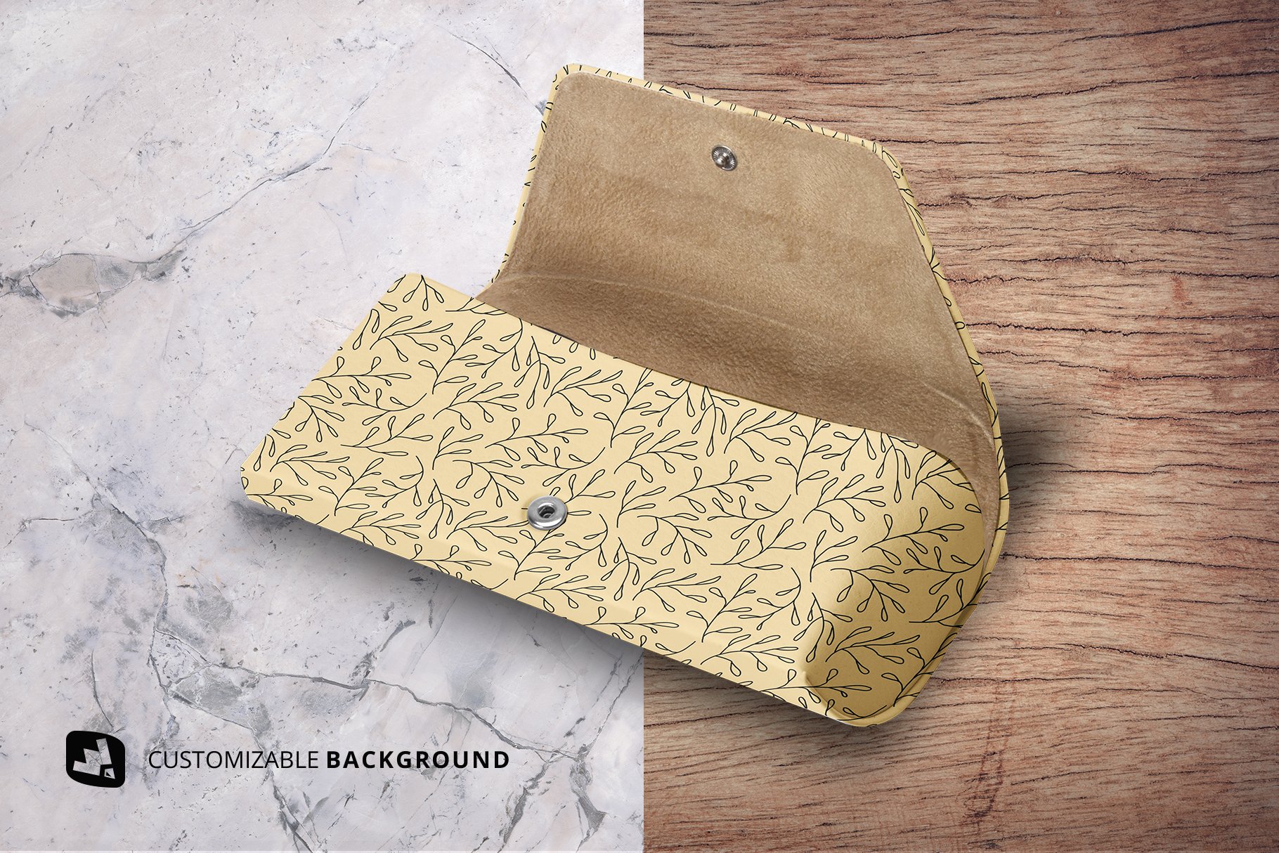 逼真皮革眼镜盒设计展示贴图样机 Leather Eyewear Box Mockup_img_2