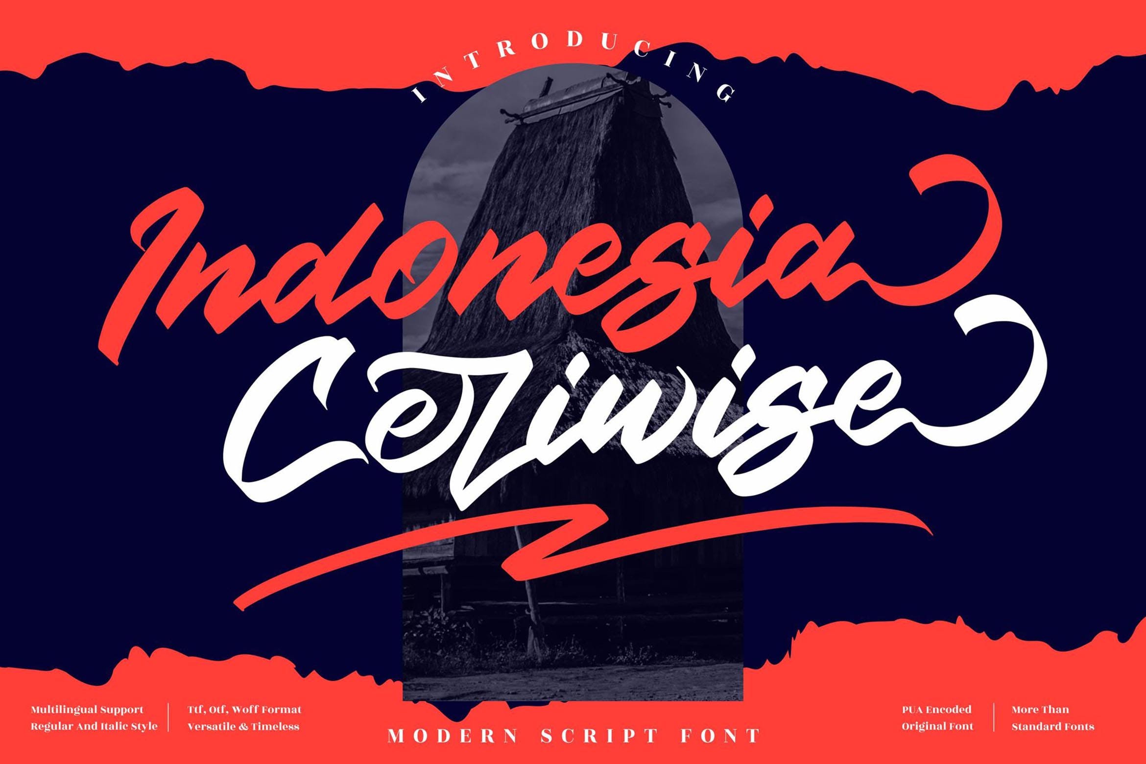 现代时尚海报品牌徽标logo设计衬线字体素材 Indonesia Ceriwise Script LS_img_2
