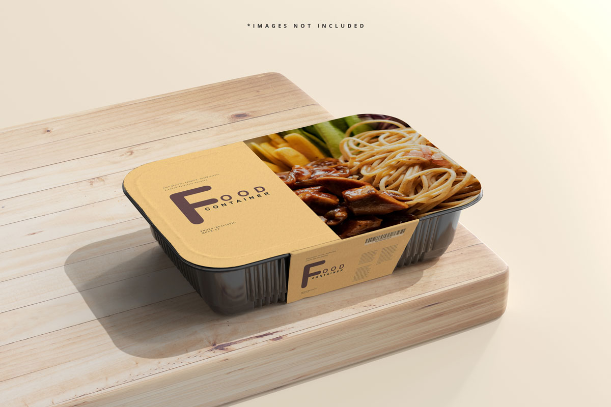 逼真食品保鲜盒标签设计贴图样机模板 Large Size Food Container Mockup_img_2