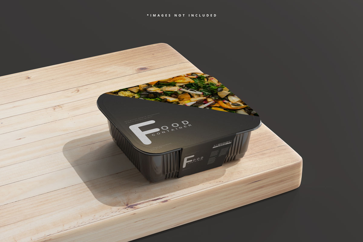 9款时尚食品外卖保鲜盒设计贴图样机模板 Medium Size Food Container Mockup_img_2