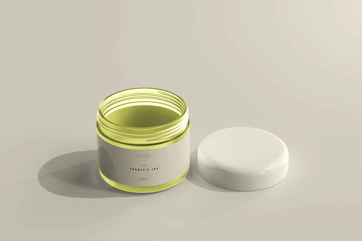 时尚化妆品面霜包装罐纸盒设计PS贴图样机模板 Cosmetic Jar And Box Mockup_img_2