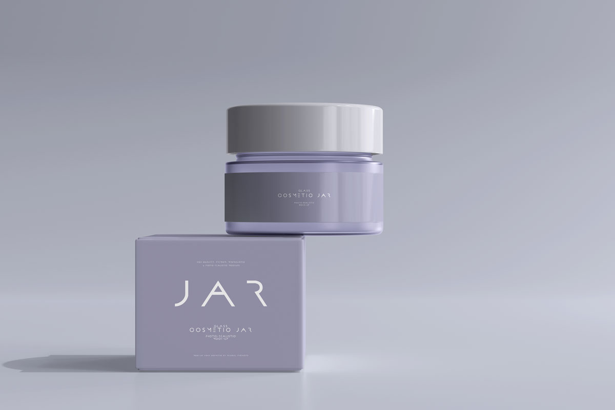 8款高质量化妆品面霜罐纸盒设计PS智能贴图样机模板 Cosmetic Jar Mockup_img_2