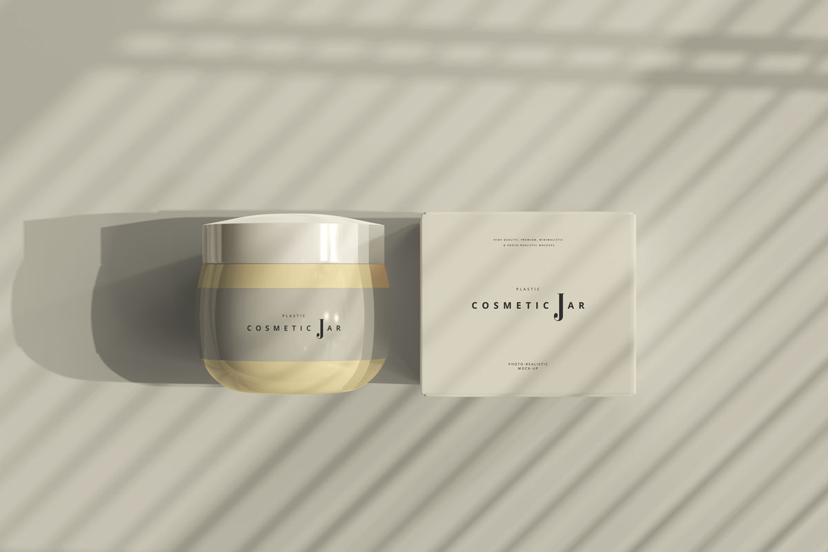 9款时尚面霜包装罐纸盒设计PS贴图样机模板 Cosmetic Jar And Box Mockup Vol.2_img_2