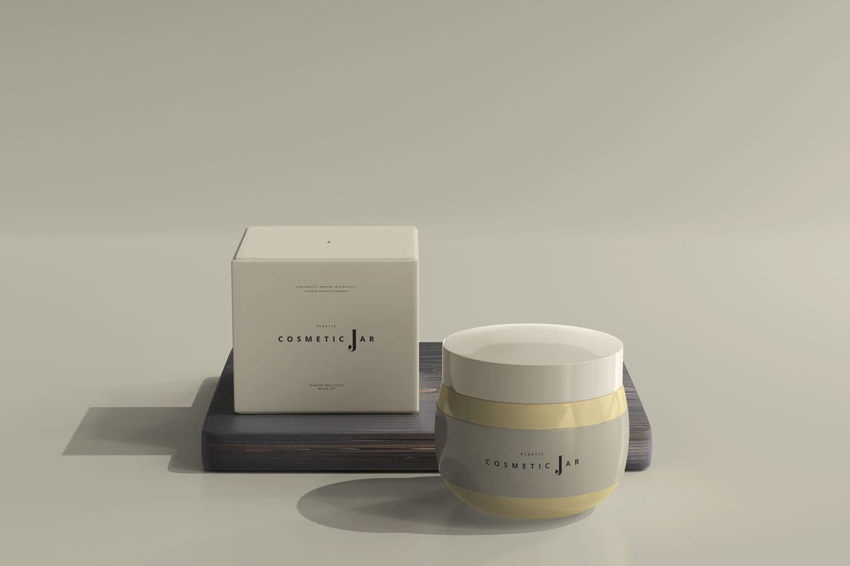 9款时尚面霜包装罐纸盒设计PS贴图样机模板 Cosmetic Jar And Box Mockup Vol.2_img_2