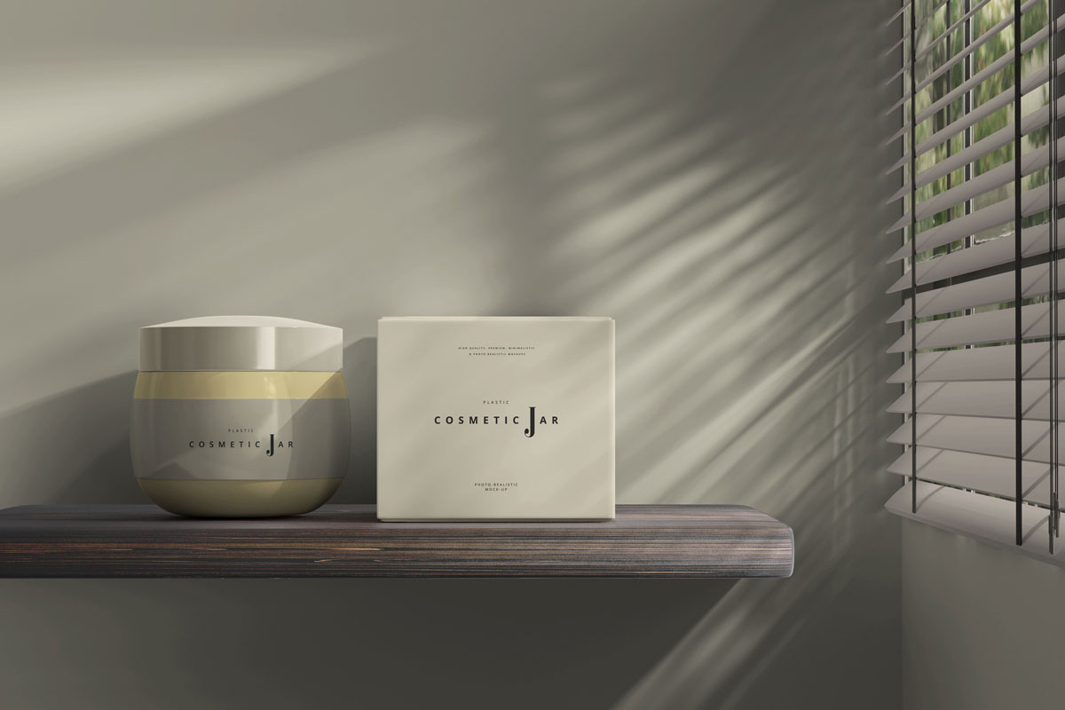 9款时尚面霜包装罐纸盒设计PS贴图样机模板 Cosmetic Jar And Box Mockup Vol.2_img_2