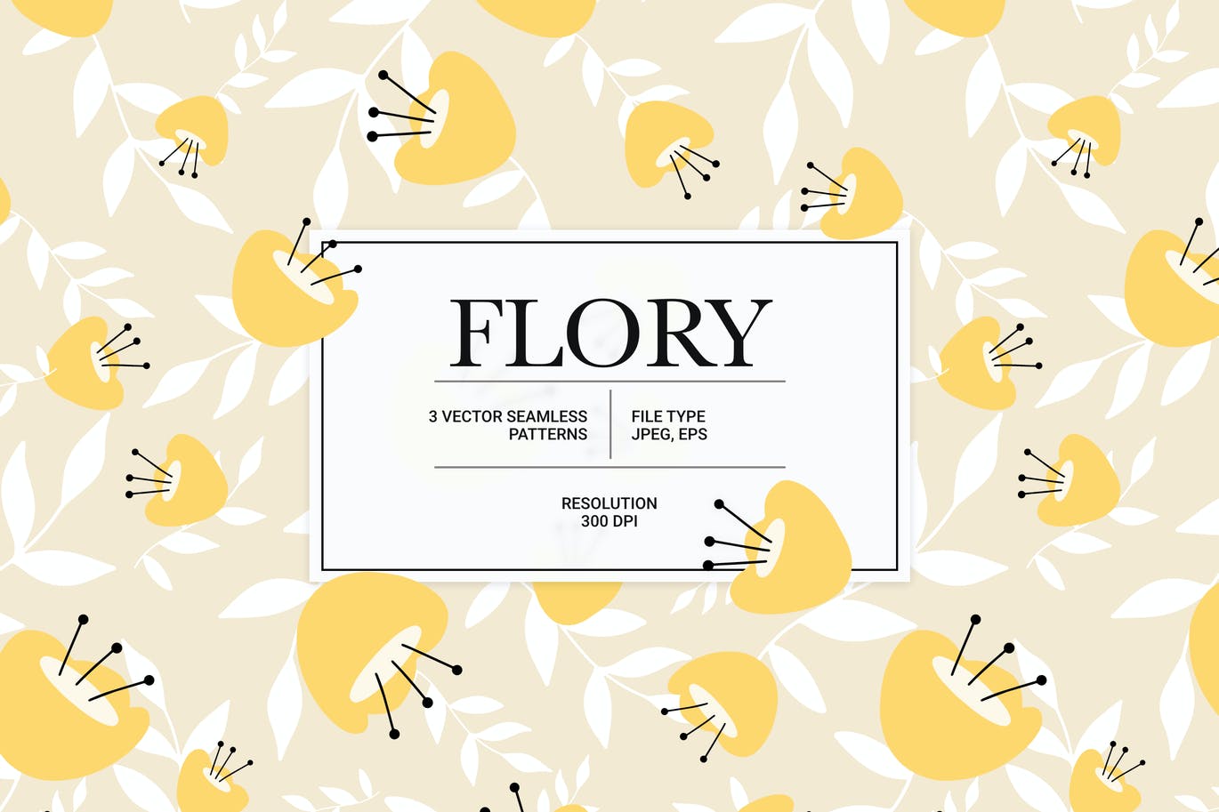 时尚儿童风格花卉手绘矢量无缝隙图案素材 Flory – Vector Seamless Pattern_img_2