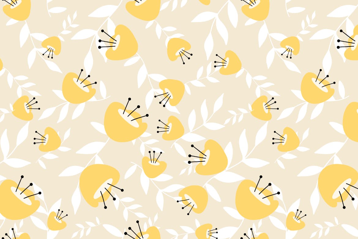 时尚儿童风格花卉手绘矢量无缝隙图案素材 Flory – Vector Seamless Pattern_img_2