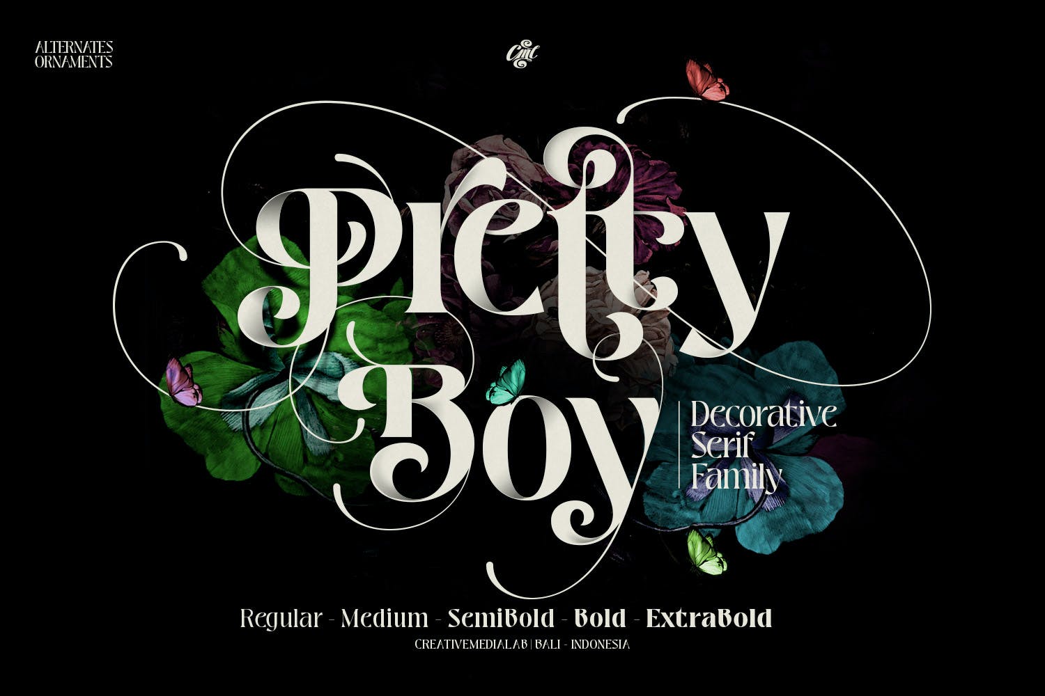 复古优雅品牌标题徽标logo设计衬线英文字体素材 Pretty Boy  Decorative serif family_img_2