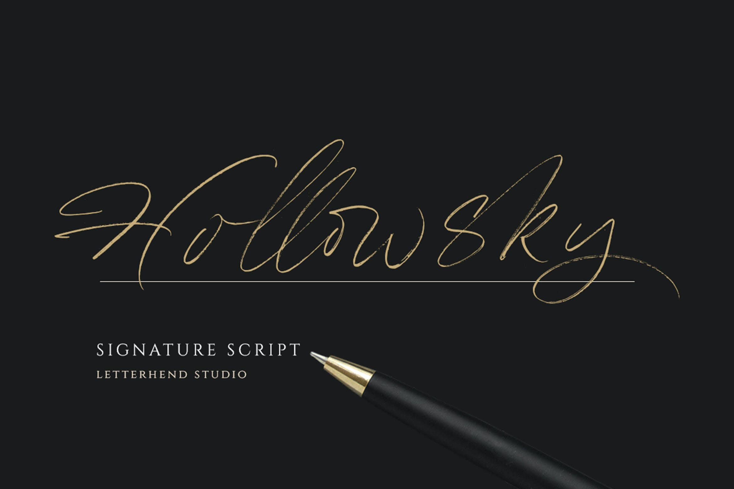 时尚杂志标签徽标logo设计手写英文字体素材 Hollowsky - Signature Script_img_2