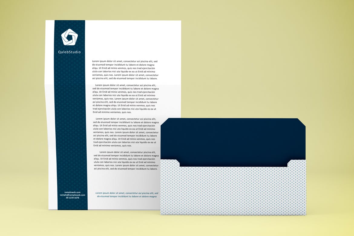 多角度办公用品信封设计贴图样机模板 Letter Envelope Mockup_img_2