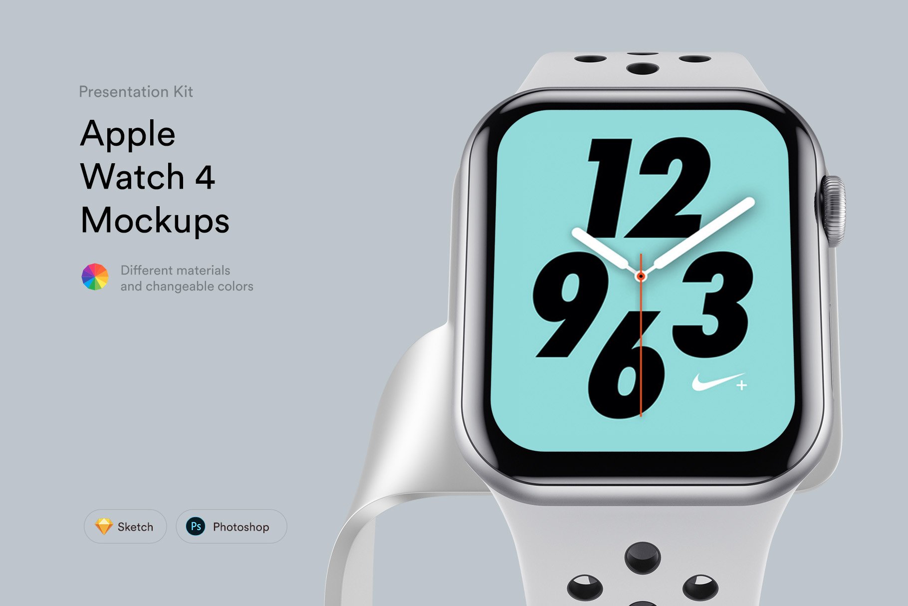 时尚逼真苹果Apple Watch 4智能手表屏幕演示样机模板 Apple Watch 4 Mockups_img_2