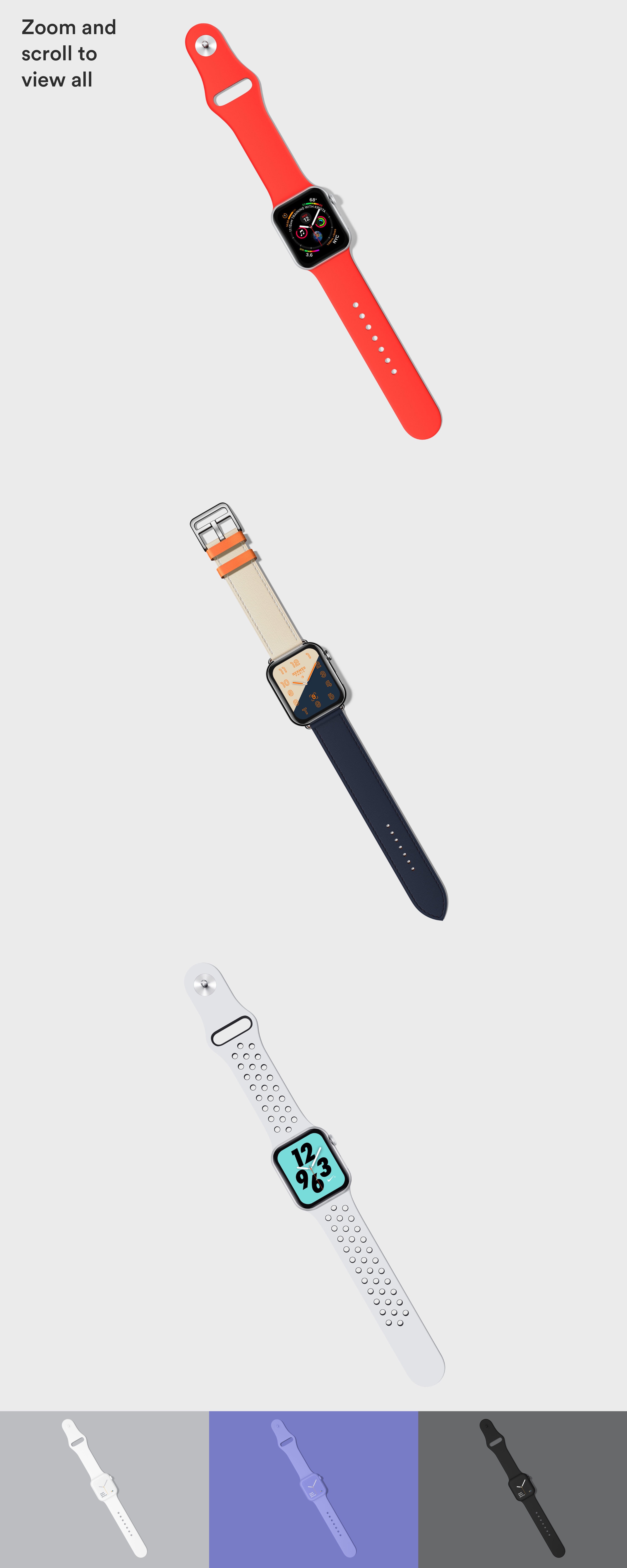 时尚逼真苹果Apple Watch 4智能手表屏幕演示样机模板 Apple Watch 4 Mockups_img_2