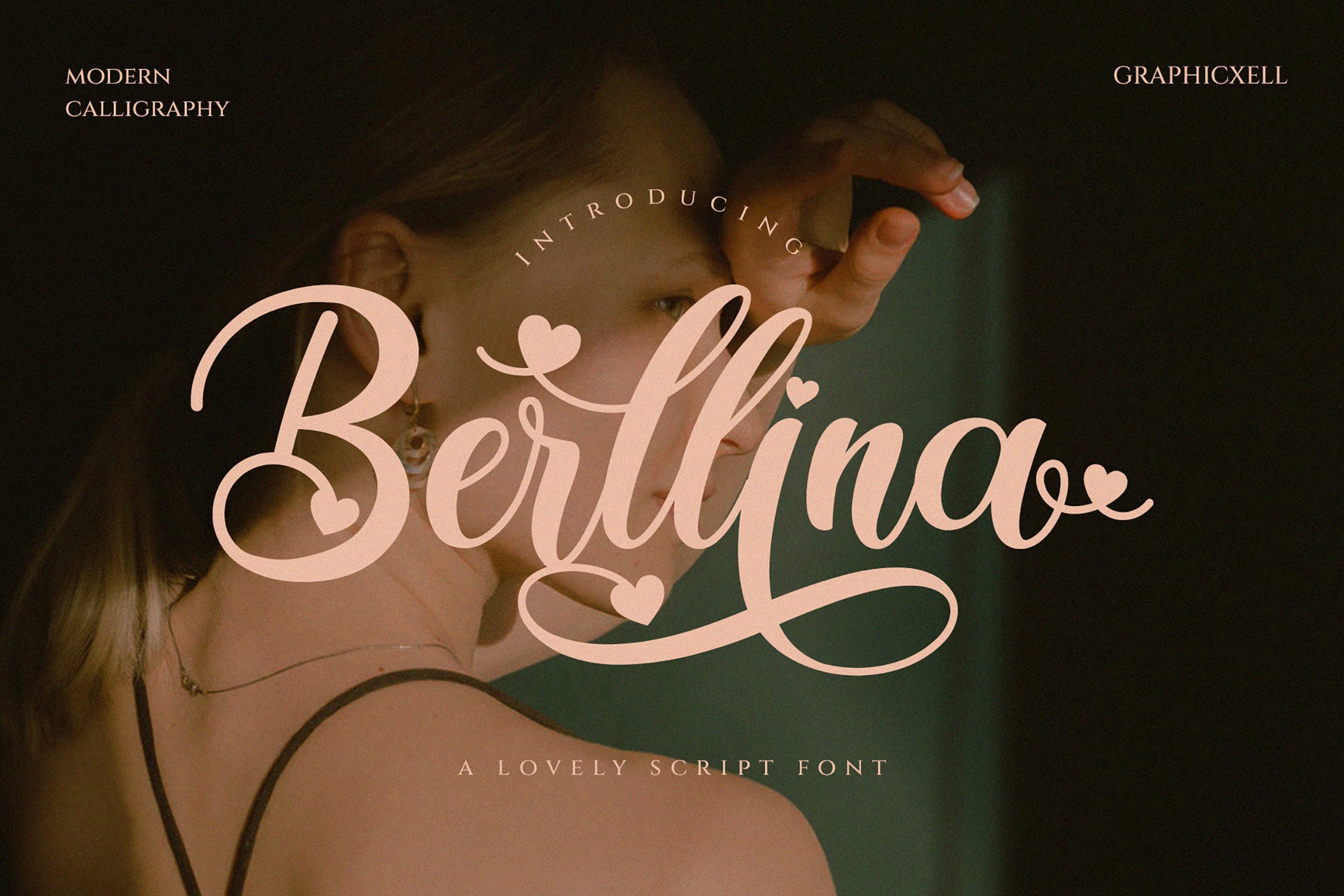 现代优雅时装婚礼徽标logo设计手写英文字体素材 Berllina - Script Font_img_2