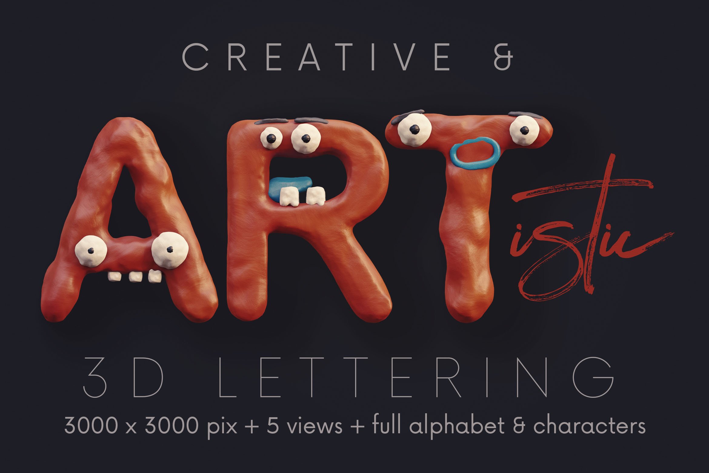 可爱创意橡皮泥3D英文字母PNG透明图片设计素材 Plasticine Monsters - 3D Lettering_img_2